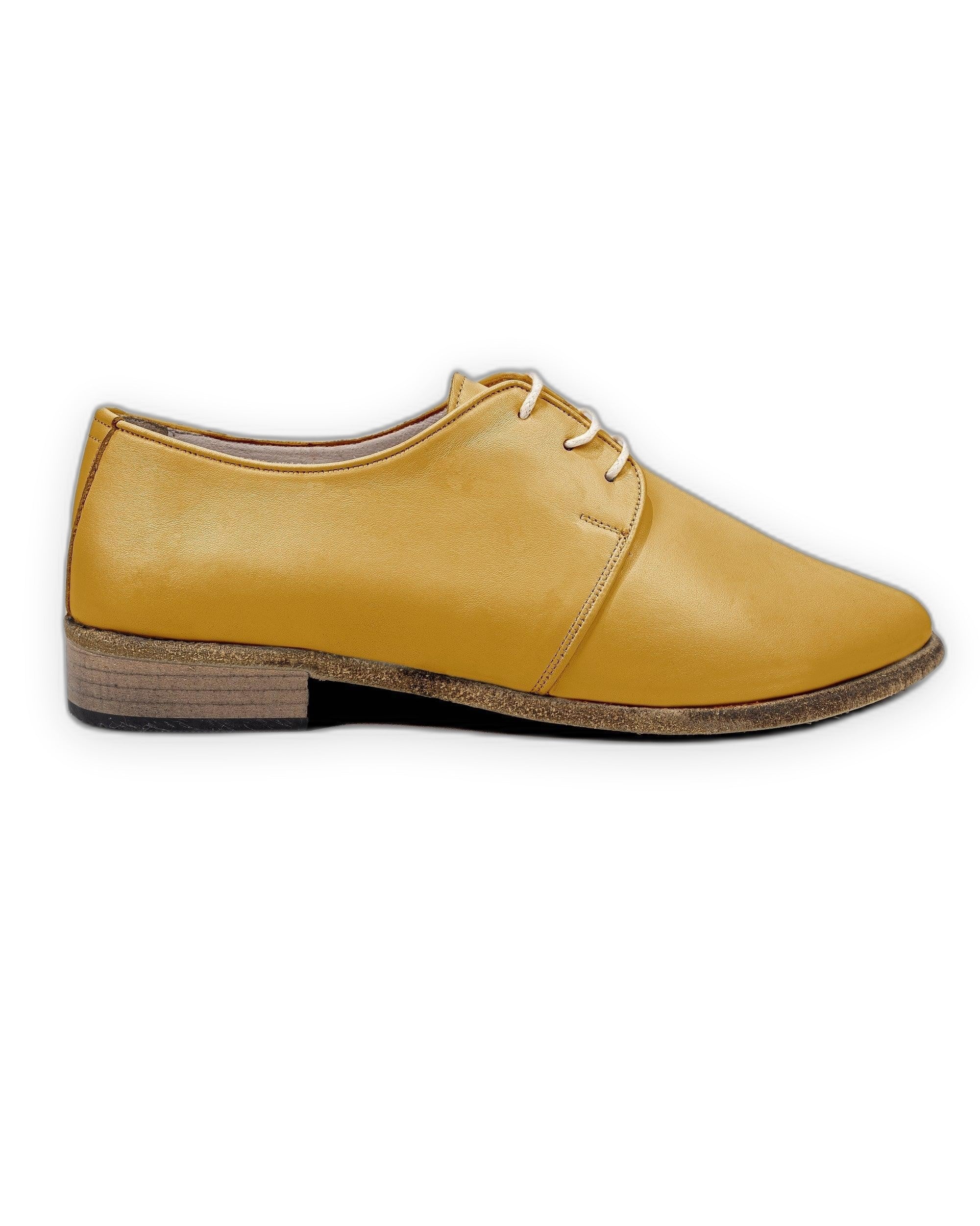 Side view Mustard Pointed Toe Oxford - Calf Leather Zero Drop | Bespoky