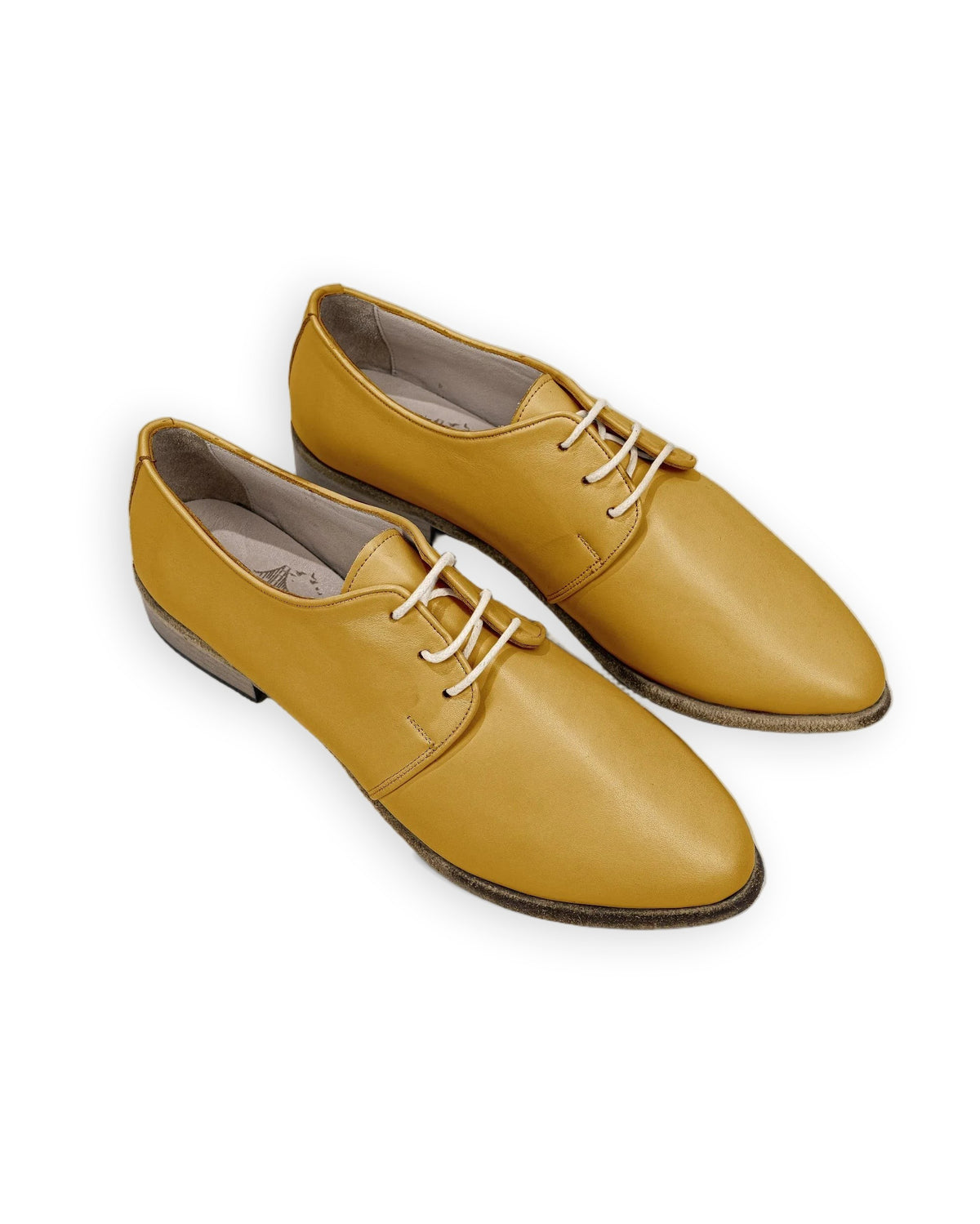Pointed Oxford Shoes Women Mustard Yellow | Calf Leather