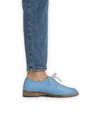 Pair Baby Blue Pointed Toe Oxford - Barefoot Wide Toe Calf Leather | Bespoky