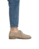 Pair Beige Pointed Toe Oxford - Barefoot Wide Toe Calf Leather | Bespoky