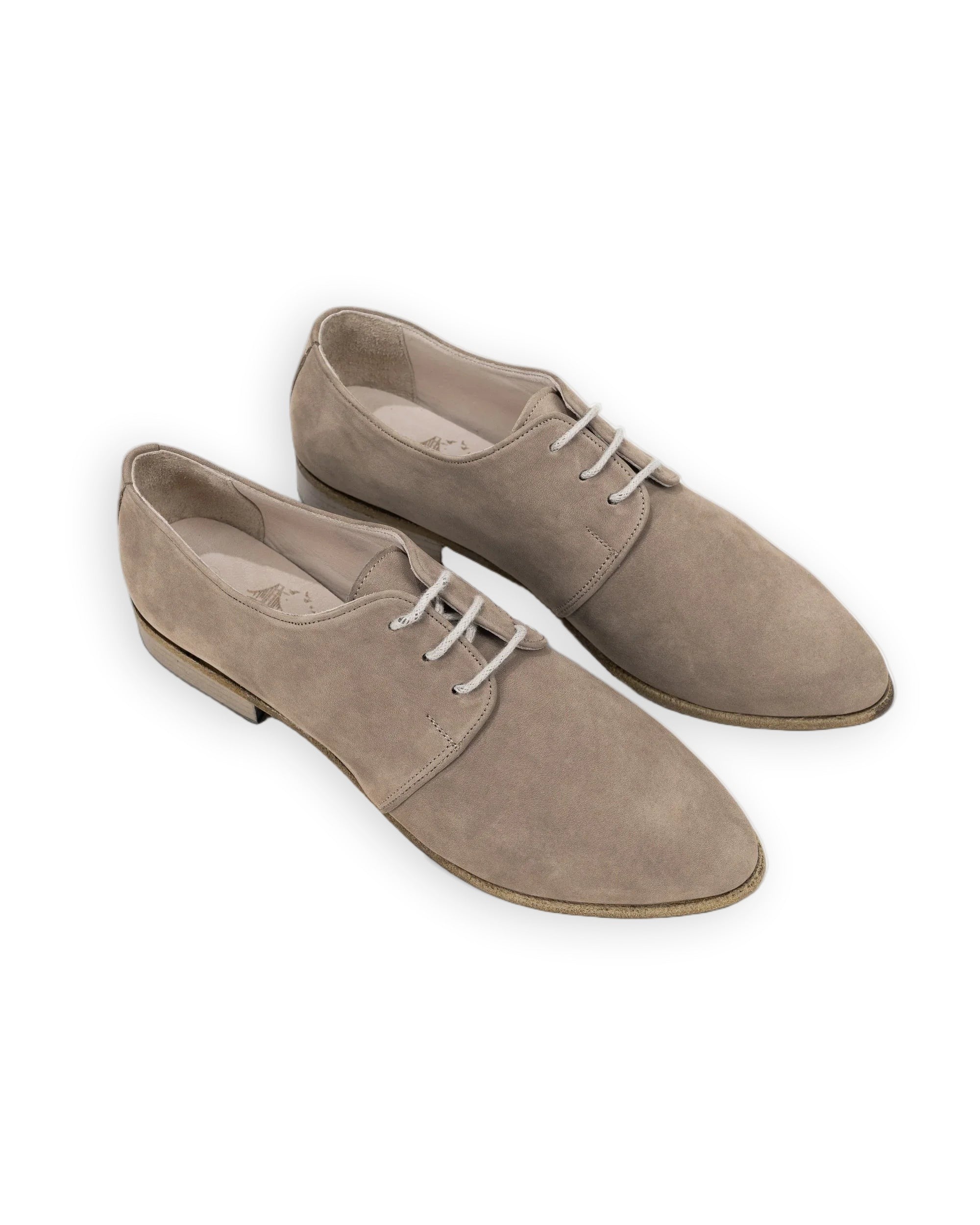 Women's Beige Pointed Toe Oxford - Handcrafted Calf Leather Wide Toe Box | Bespoky