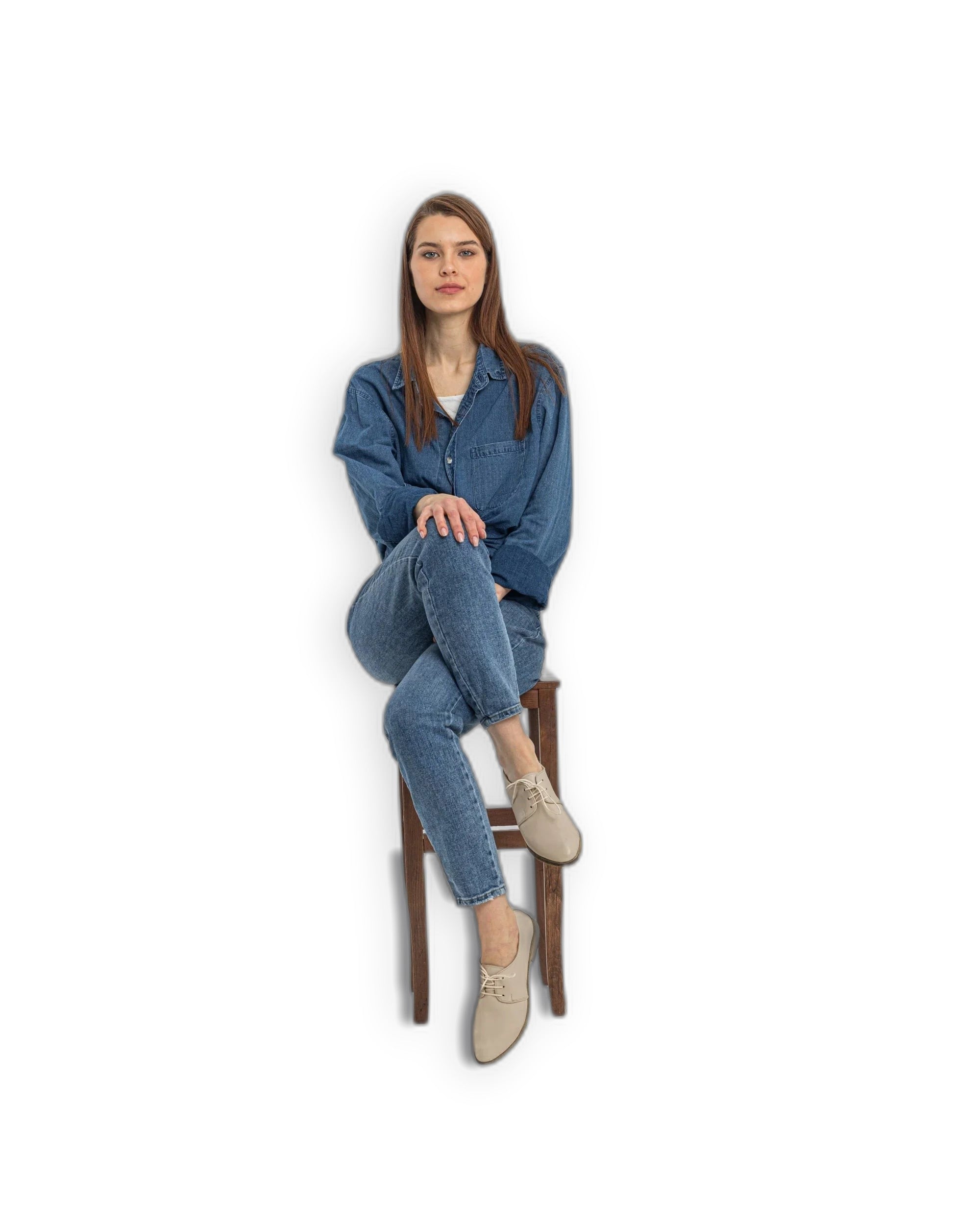 Back view Beige Pointed Toe Oxford - Calf Leather Handcrafted | Bespoky