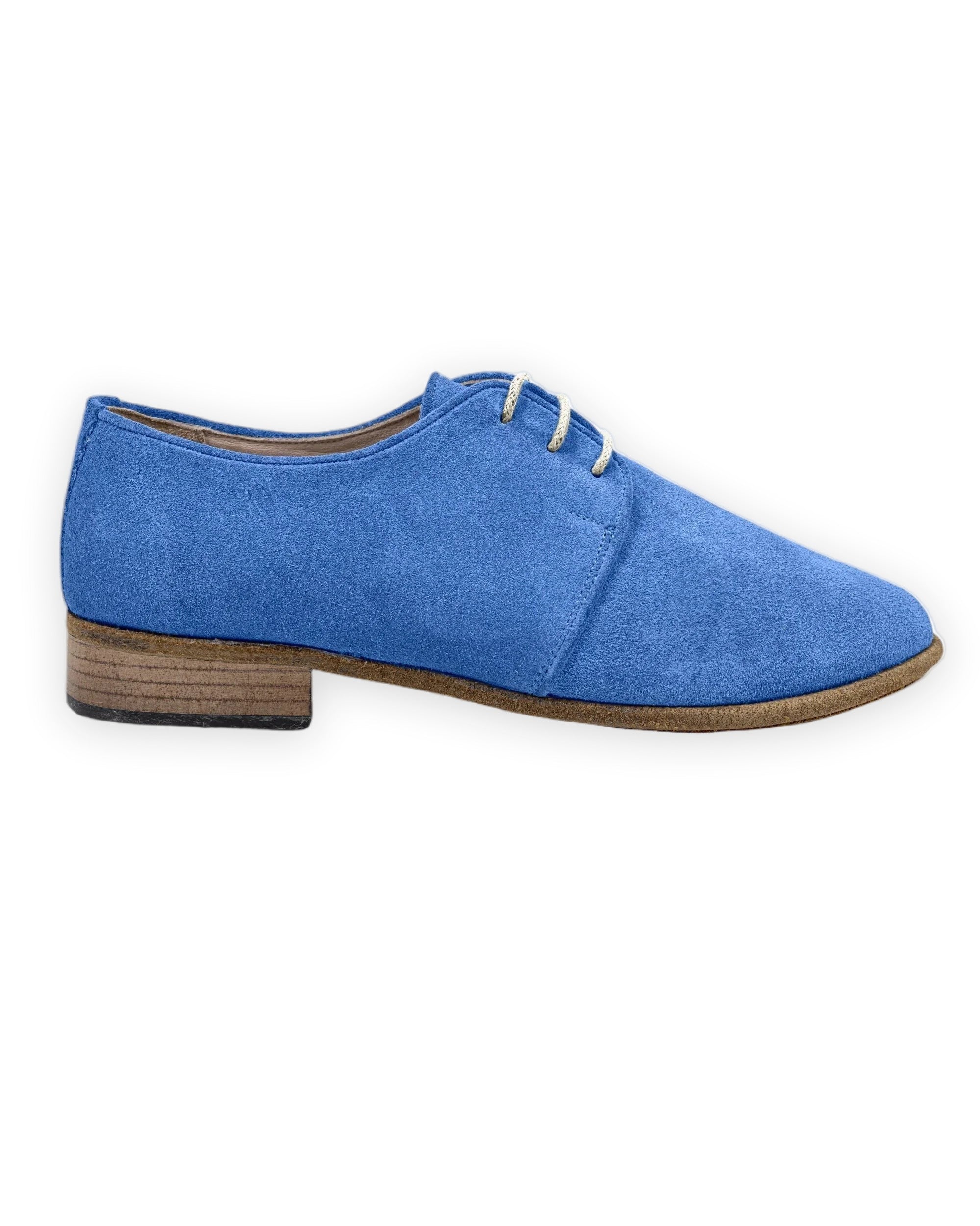 Side view Blue Pointed Toe Oxford - Calf Leather Zero Drop | Bespoky
