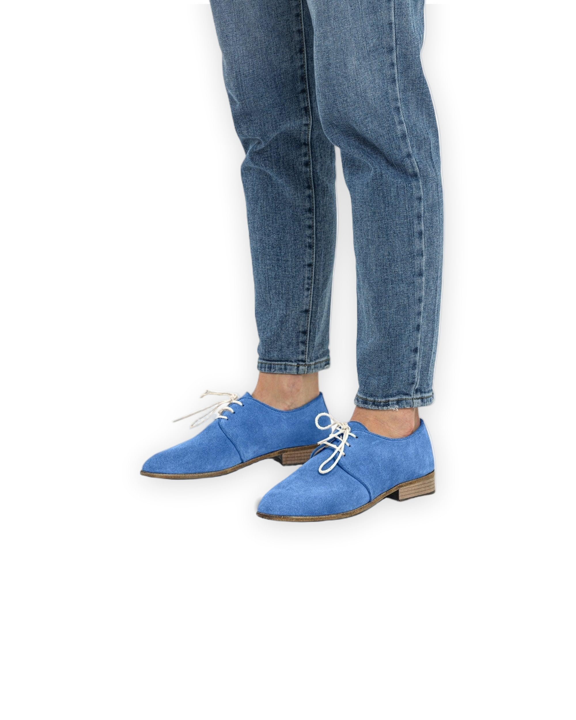 Top view Blue Pointed Toe Oxford - Handcrafted Calf Leather | Bespoky