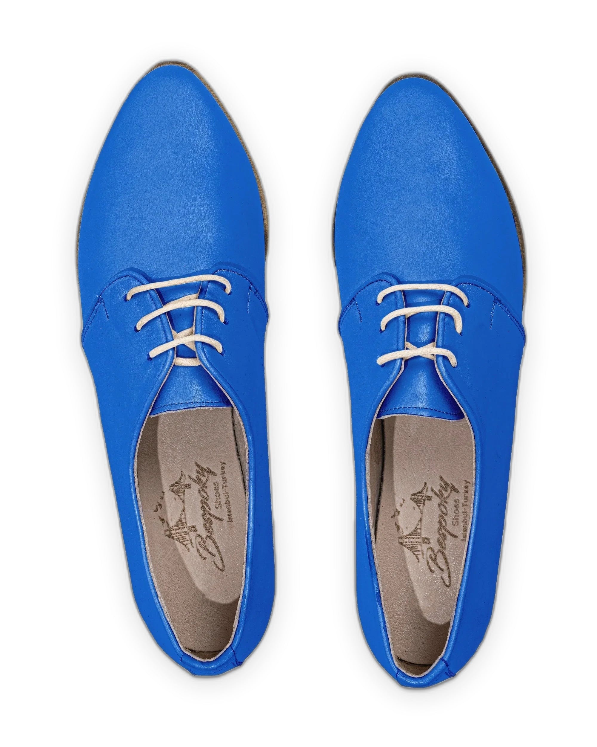 Side view Blue Pointed Toe Oxford - Calf Leather Zero Drop | Bespoky