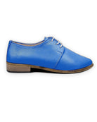 Detail Blue Pointed Toe Oxford - Handcrafted Calf Leather Turkey | Bespoky