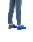 Close-up calf leather - Blue Pointed Toe Oxford Detail | Bespoky