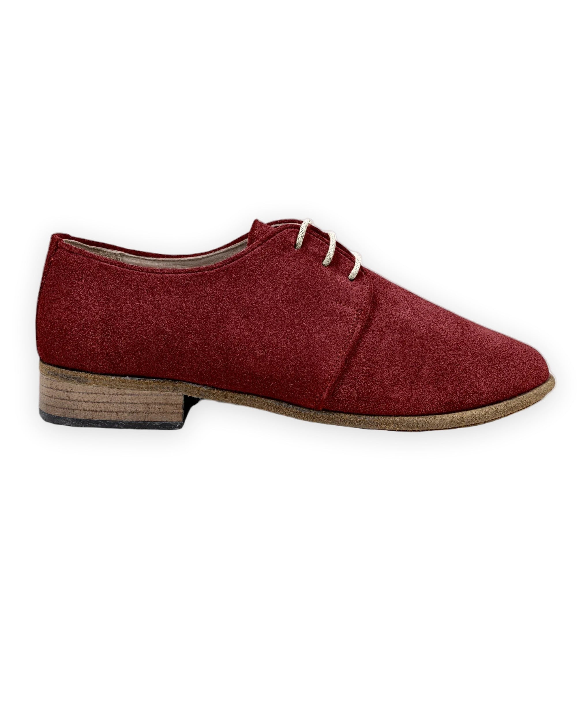 Side view Burgundy Pointed Toe Oxford - Calf Leather Zero Drop | Bespoky