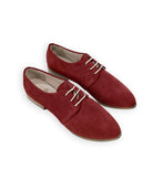 Women's Burgundy Pointed Toe Oxford - Handcrafted Calf Leather Wide Toe Box | Bespoky