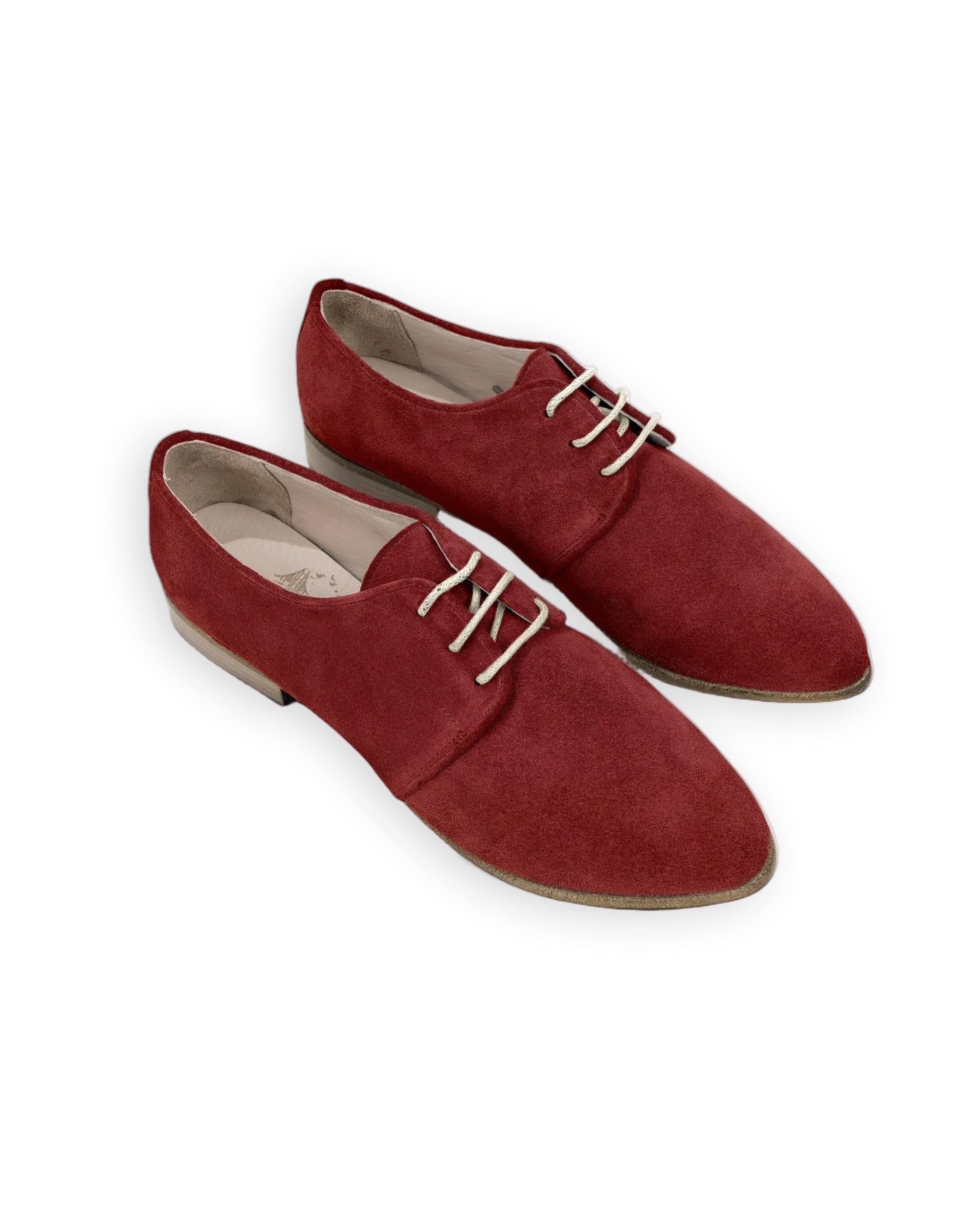 Women's Burgundy Pointed Toe Oxford - Handcrafted Calf Leather Wide Toe Box | Bespoky