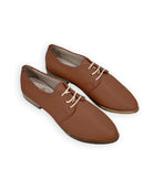 Women's Dark Brown Pointed Toe Oxford - Handcrafted Calf Leather Wide Toe Box | Bespoky