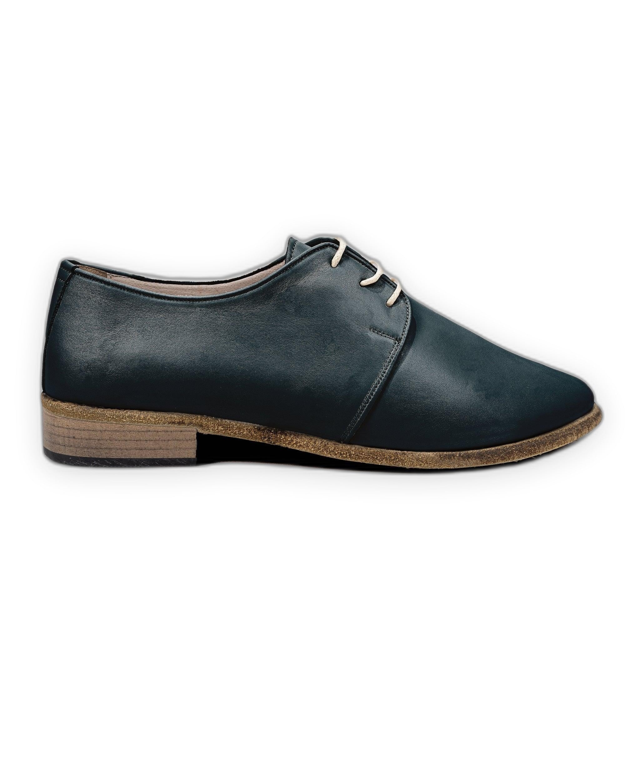 Side view Dark Green Pointed Toe Oxford - Calf Leather Zero Drop | Bespoky