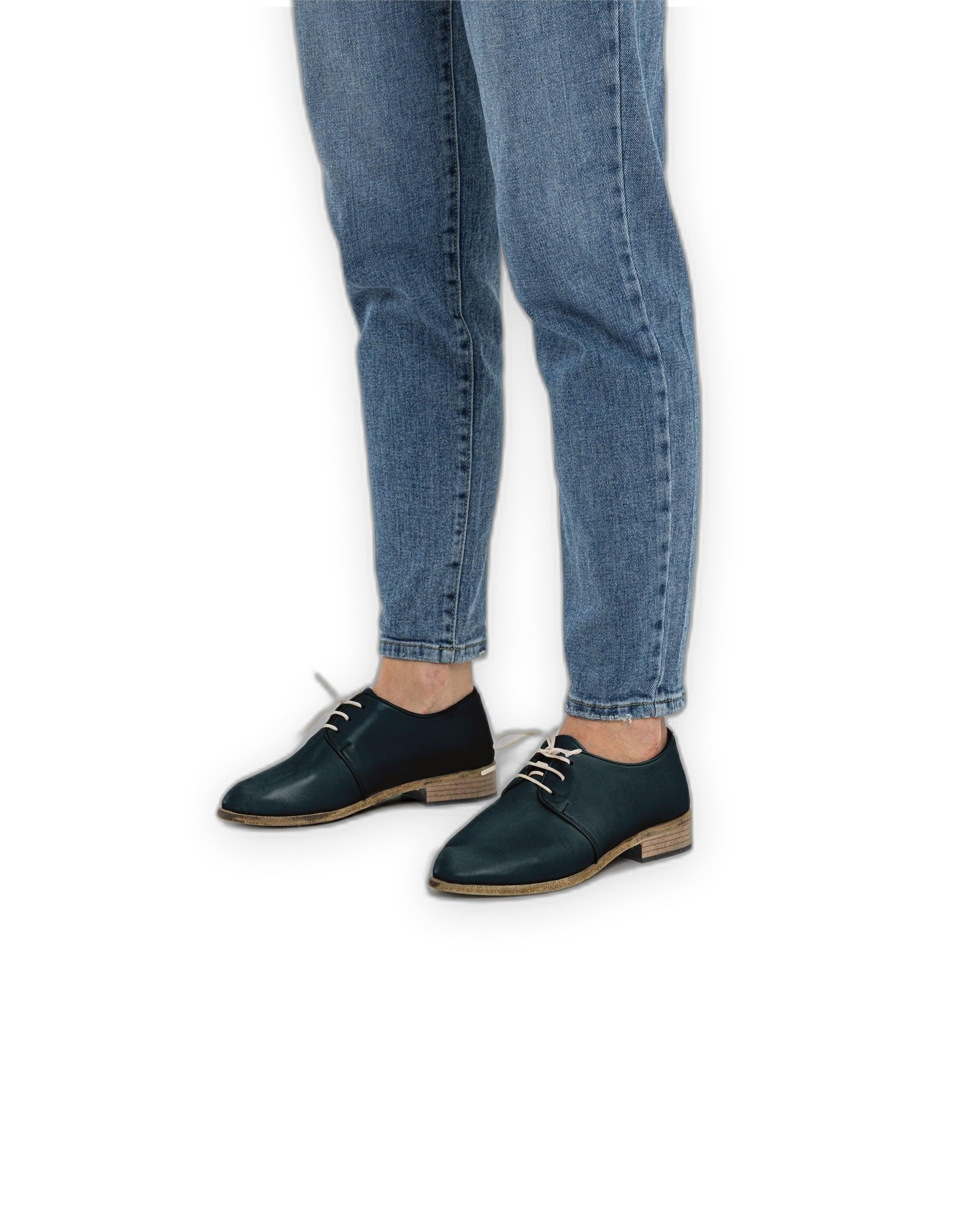 Top view Dark Green Pointed Toe Oxford - Handcrafted Calf Leather | Bespoky