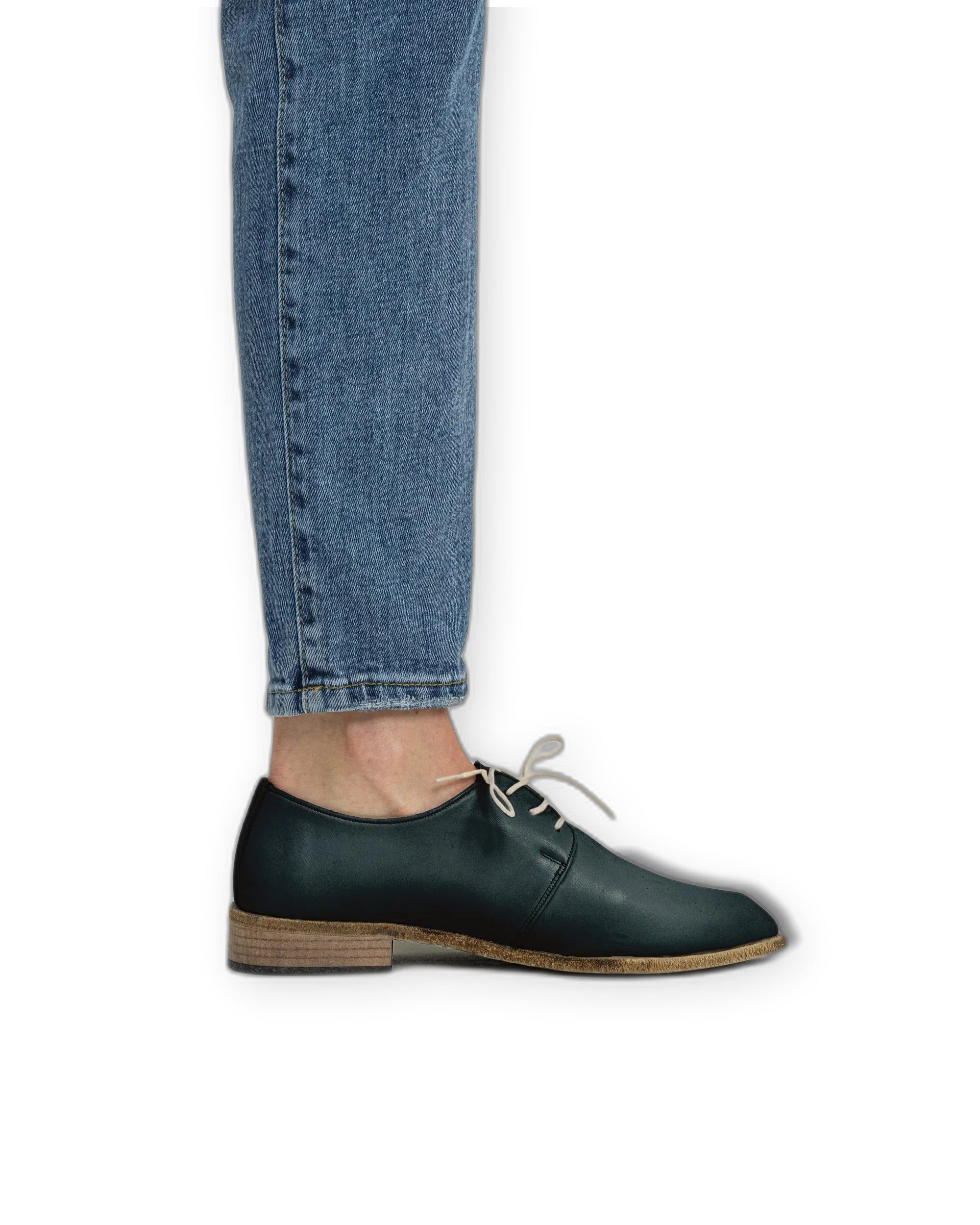 Pair Dark Green Pointed Toe Oxford - Barefoot Wide Toe Calf Leather | Bespoky
