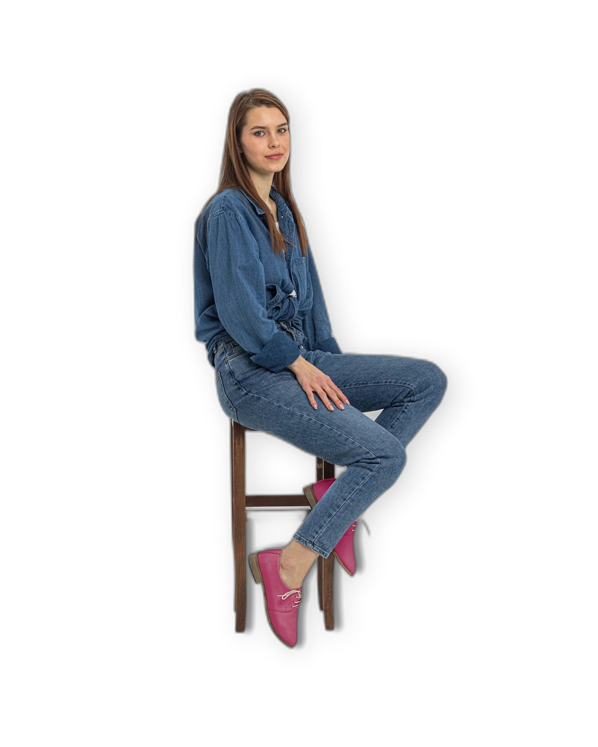 Back view Fuchsia Pointed Toe Oxford - Calf Leather Handcrafted | Bespoky