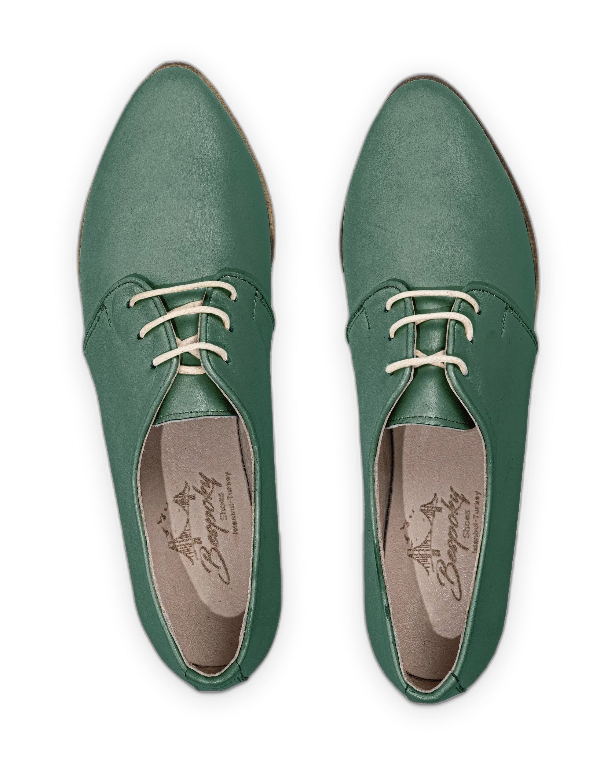 Side view Green Pointed Toe Oxford - Calf Leather Zero Drop | Bespoky