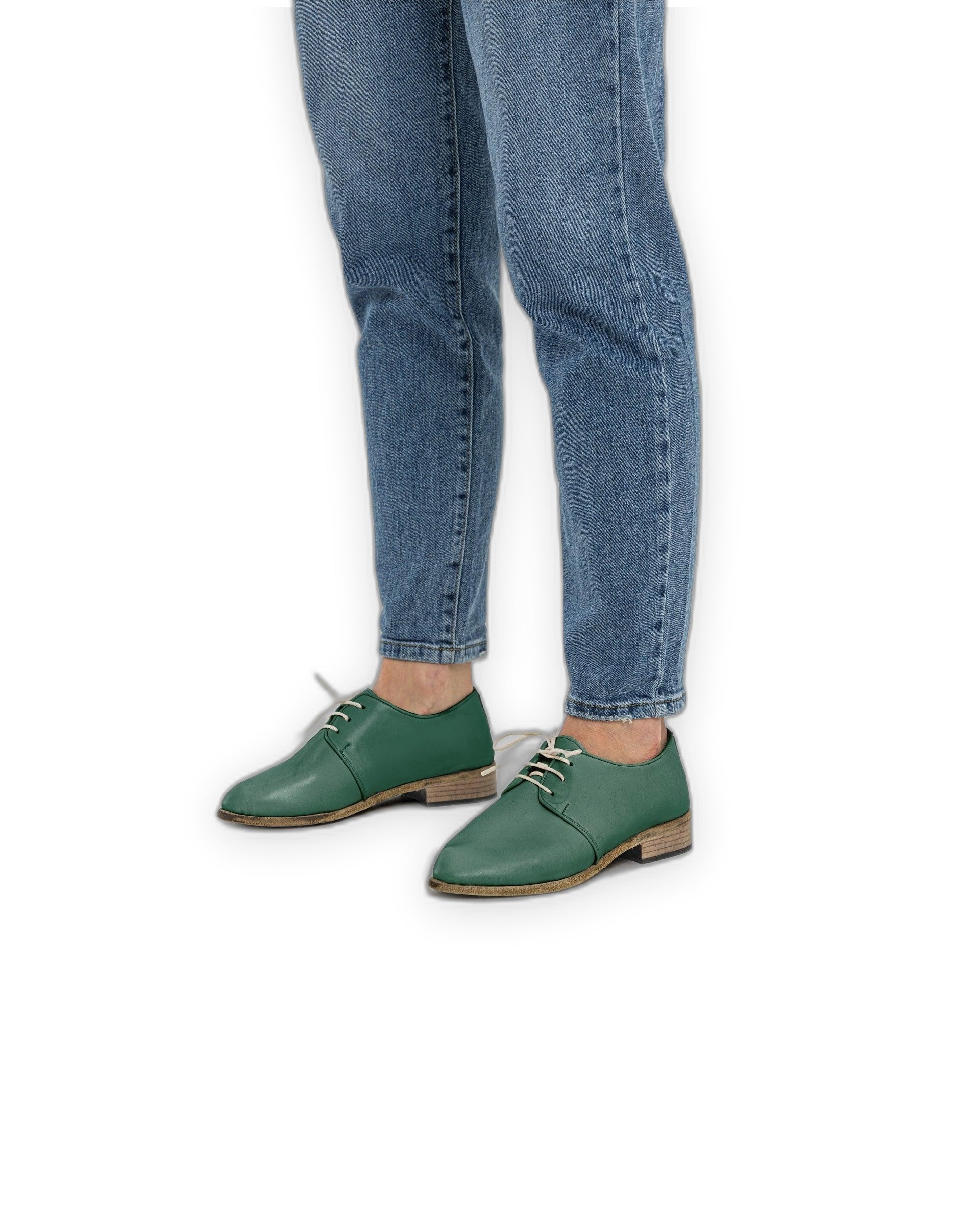 Back view Green Pointed Toe Oxford - Calf Leather Handcrafted | Bespoky