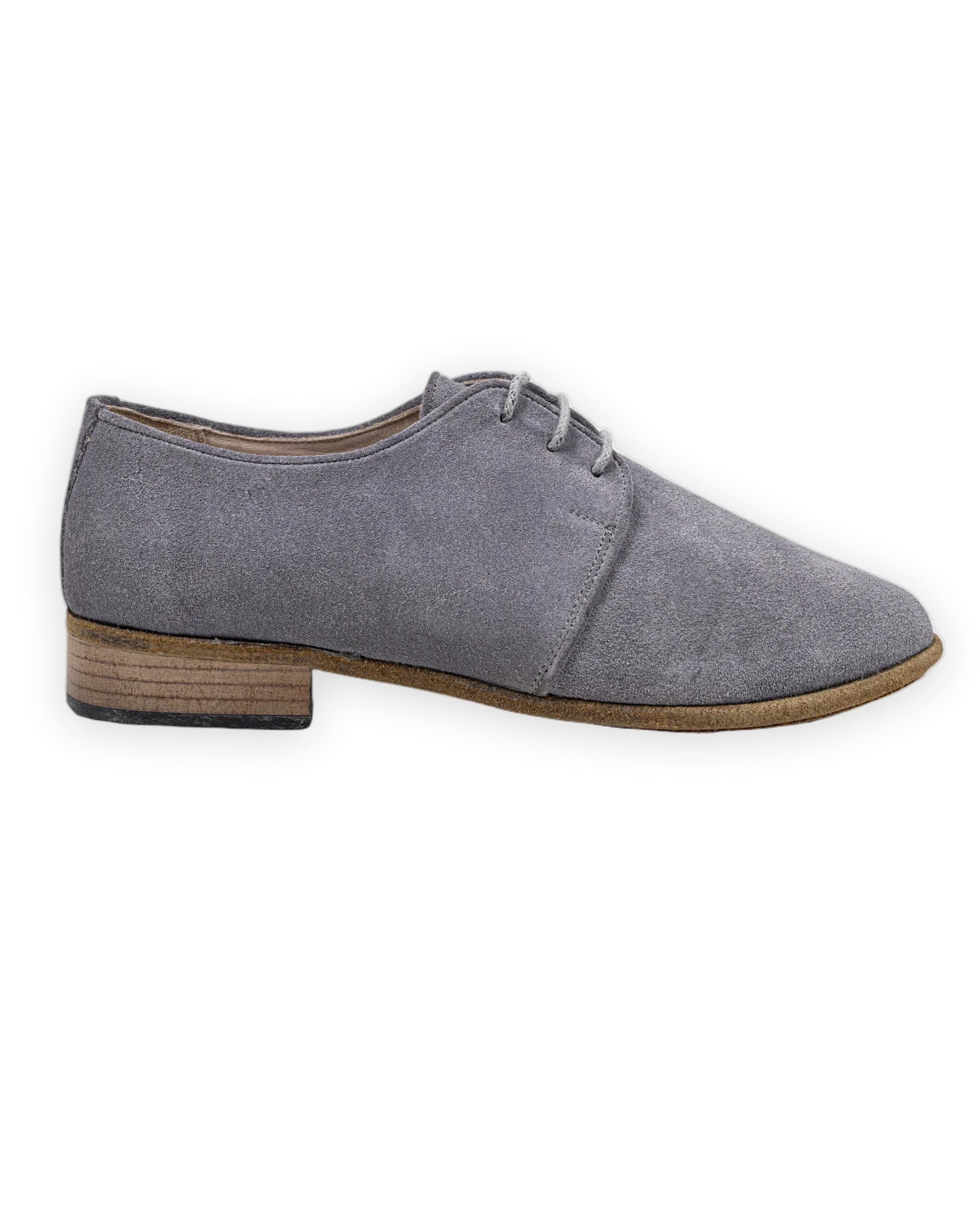 Side view Grey Pointed Toe Oxford - Calf Leather Zero Drop | Bespoky