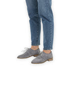 Side view Grey Pointed Toe Oxford - Calf Leather Zero Drop | Bespoky