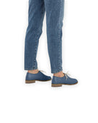 Close-up calf leather - Jean Blue Pointed Toe Oxford Detail | Bespoky