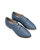 Women's Jean Blue Pointed Toe Oxford - Handcrafted Calf Leather Wide Toe Box | Bespoky