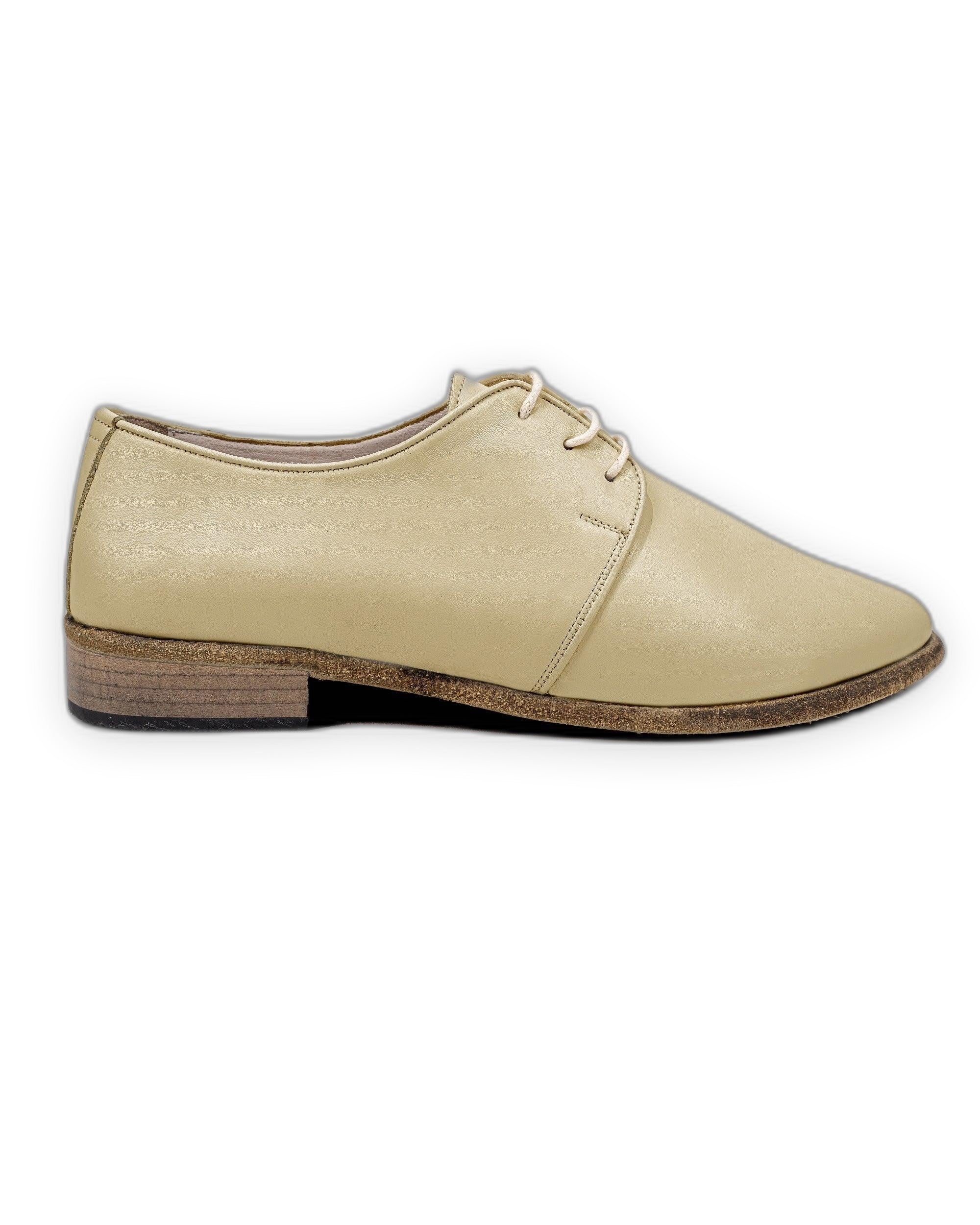 Detail Yellow Pointed Toe Oxford - Handcrafted Calf Leather Turkey | Bespoky