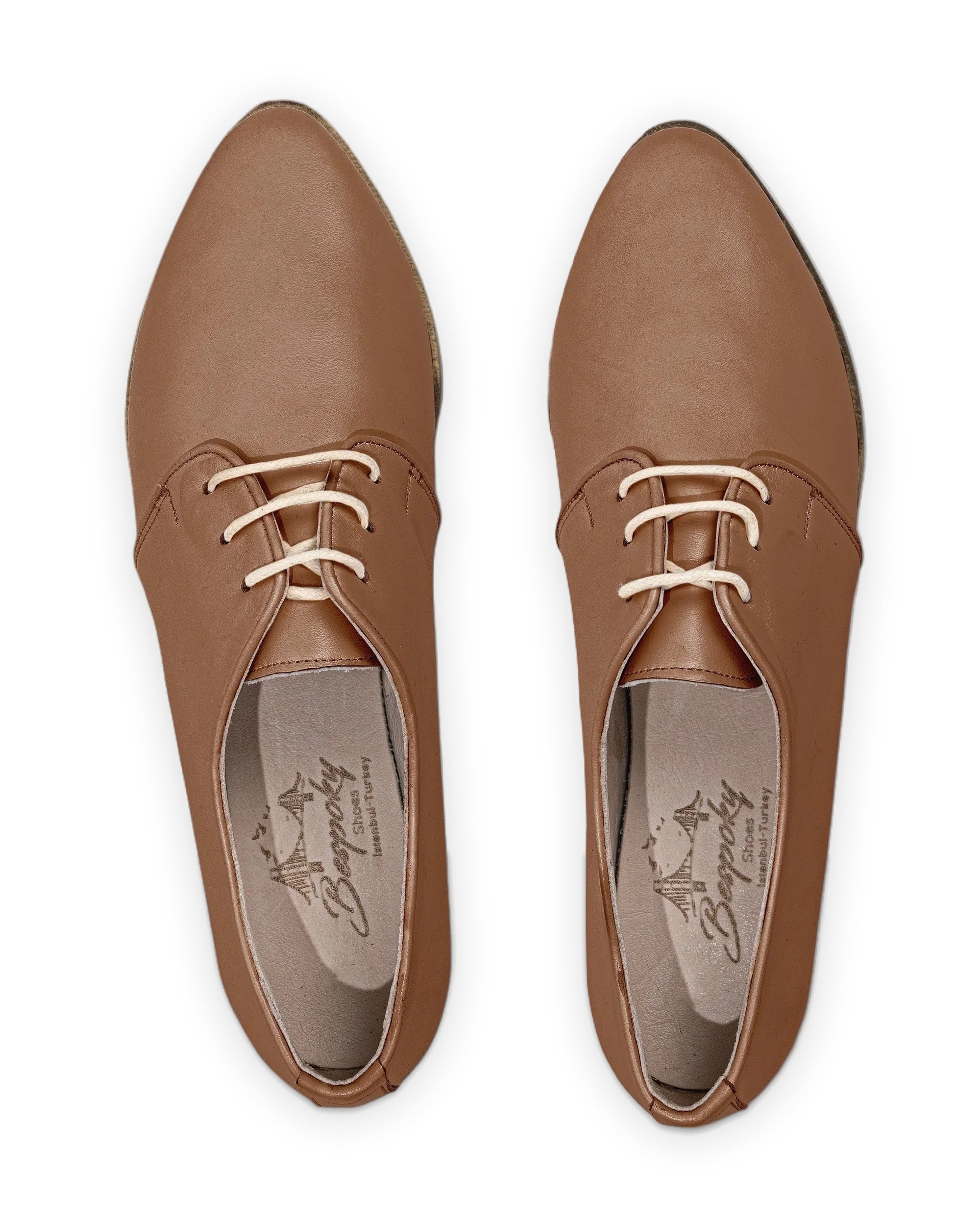 Side view Tan Pointed Toe Oxford - Calf Leather Zero Drop | Bespoky