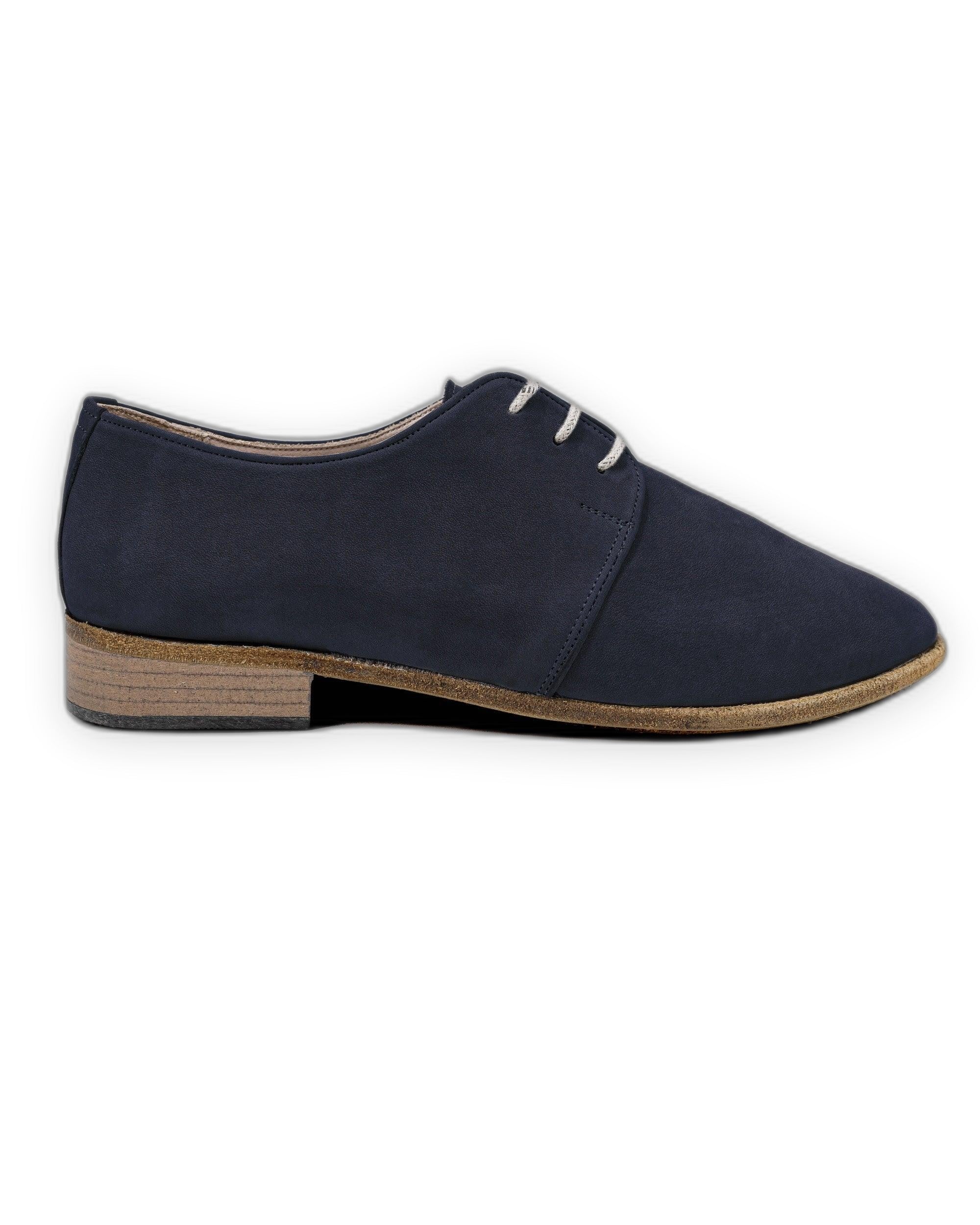 Side view Navy Pointed Toe Oxford - Calf Leather Zero Drop | Bespoky