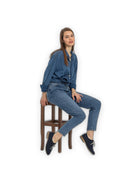 Back view Navy Pointed Toe Oxford - Calf Leather Handcrafted | Bespoky