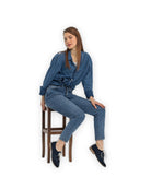 Back view Navy Pointed Toe Oxford - Calf Leather Handcrafted | Bespoky