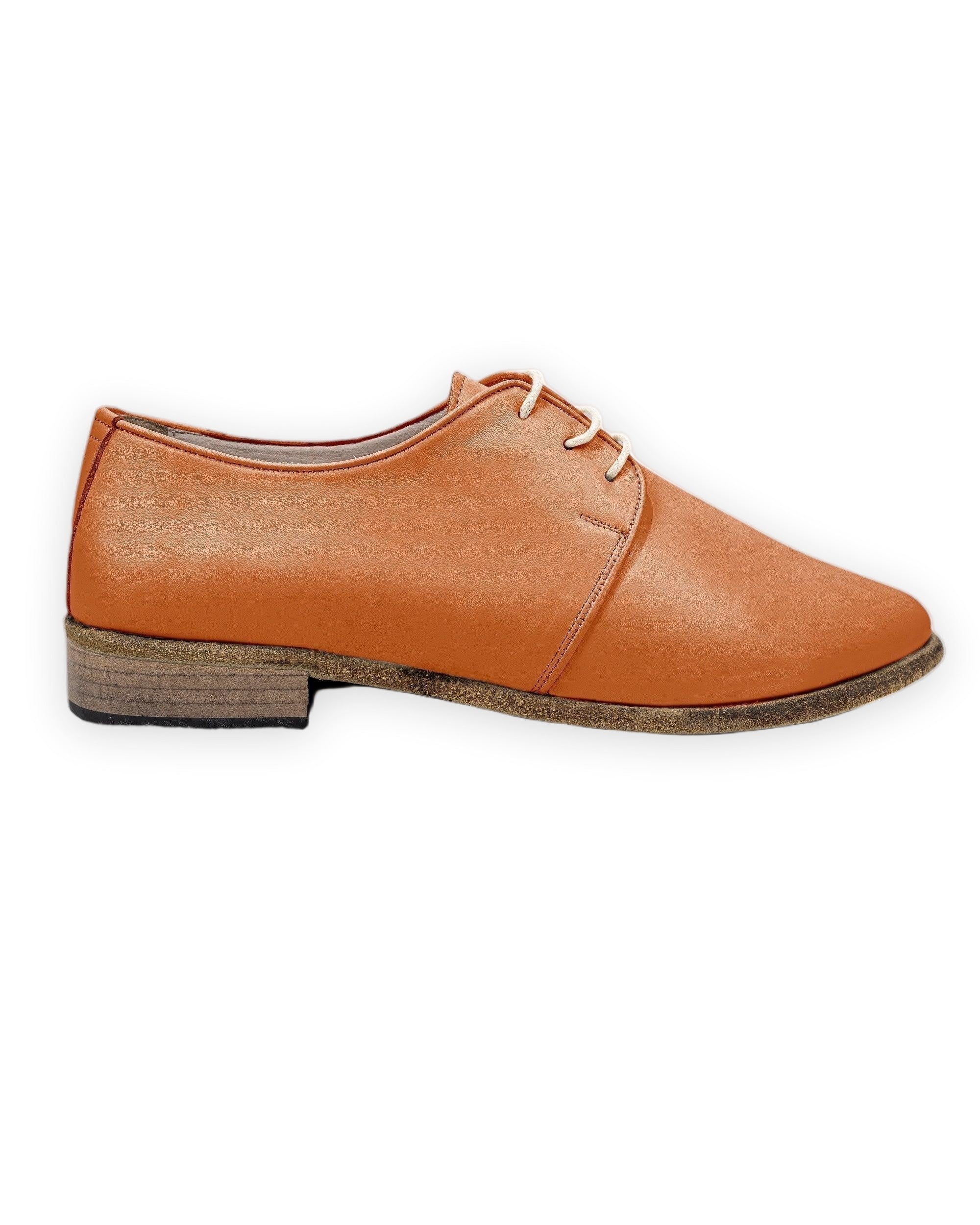 Detail Orange Pointed Toe Oxford - Handcrafted Calf Leather Turkey | Bespoky
