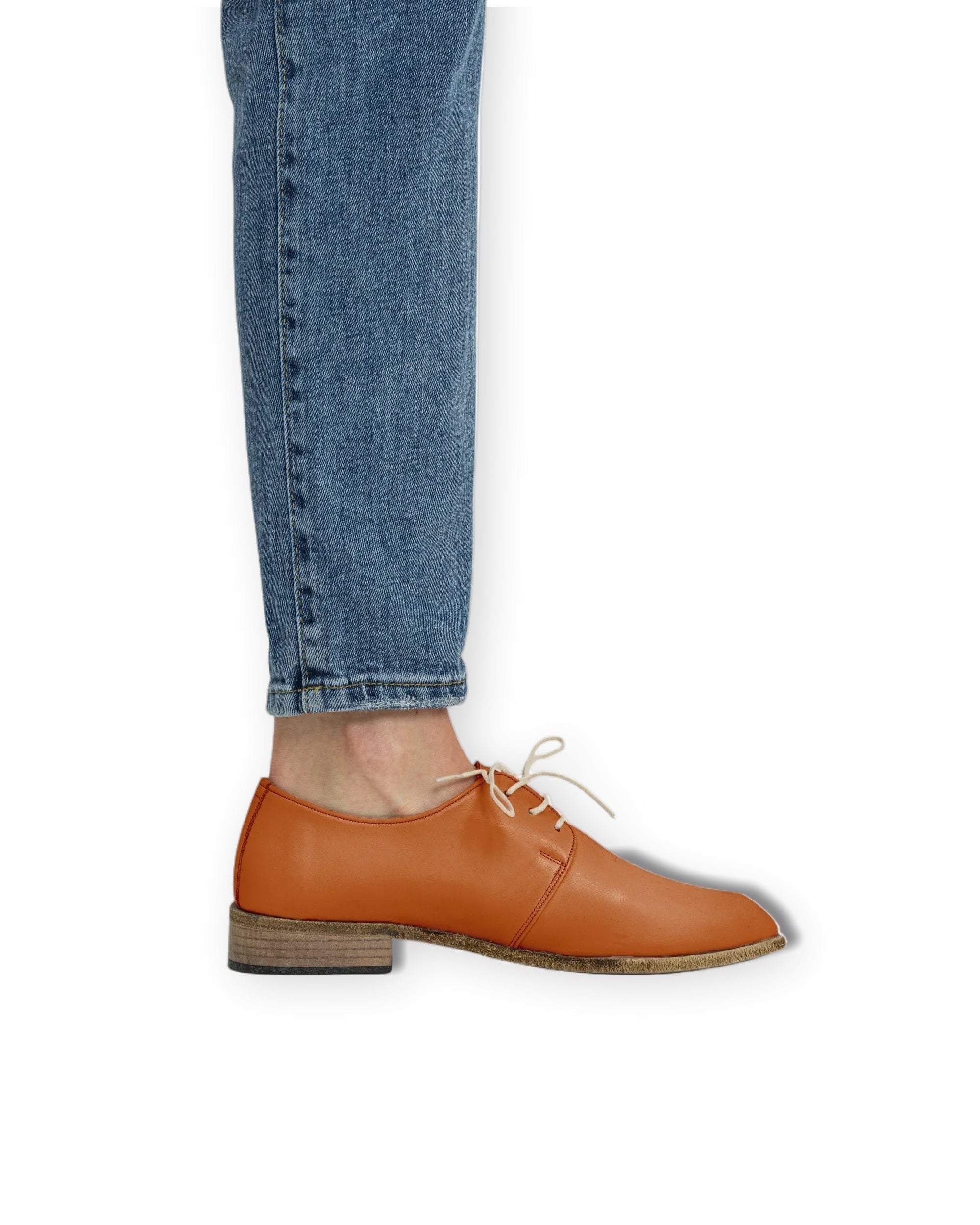 Pair Orange Pointed Toe Oxford - Barefoot Wide Toe Calf Leather | Bespoky