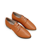 Women's Orange Pointed Toe Oxford - Handcrafted Calf Leather Wide Toe Box | Bespoky