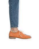 Detail Orange Pointed Toe Oxford - Handcrafted Calf Leather Turkey | Bespoky