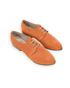 Women's Orange Pointed Toe Oxford - Handcrafted Calf Leather Wide Toe Box | Bespoky