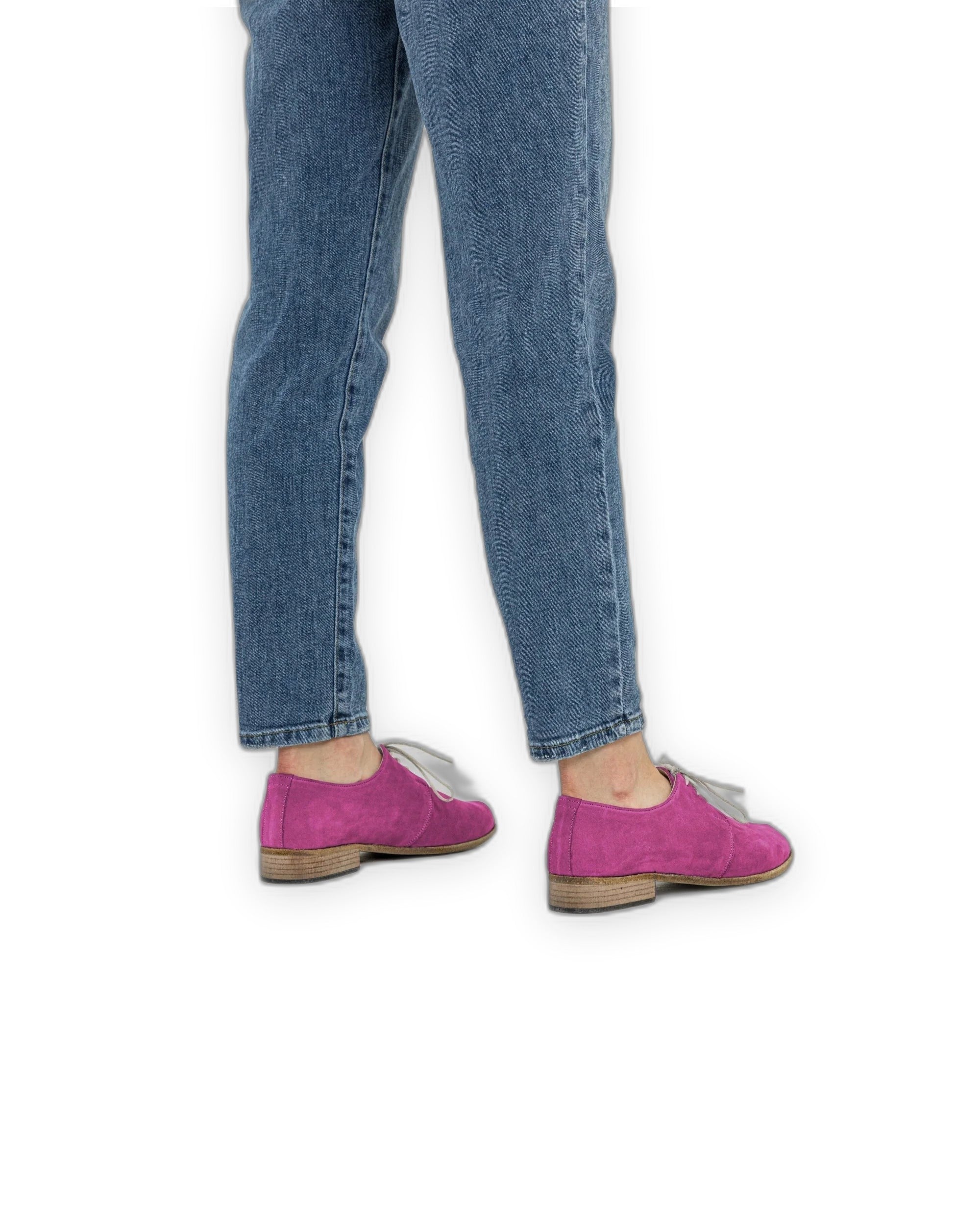Detail Pink Pointed Toe Oxford - Handcrafted Calf Leather Turkey | Bespoky