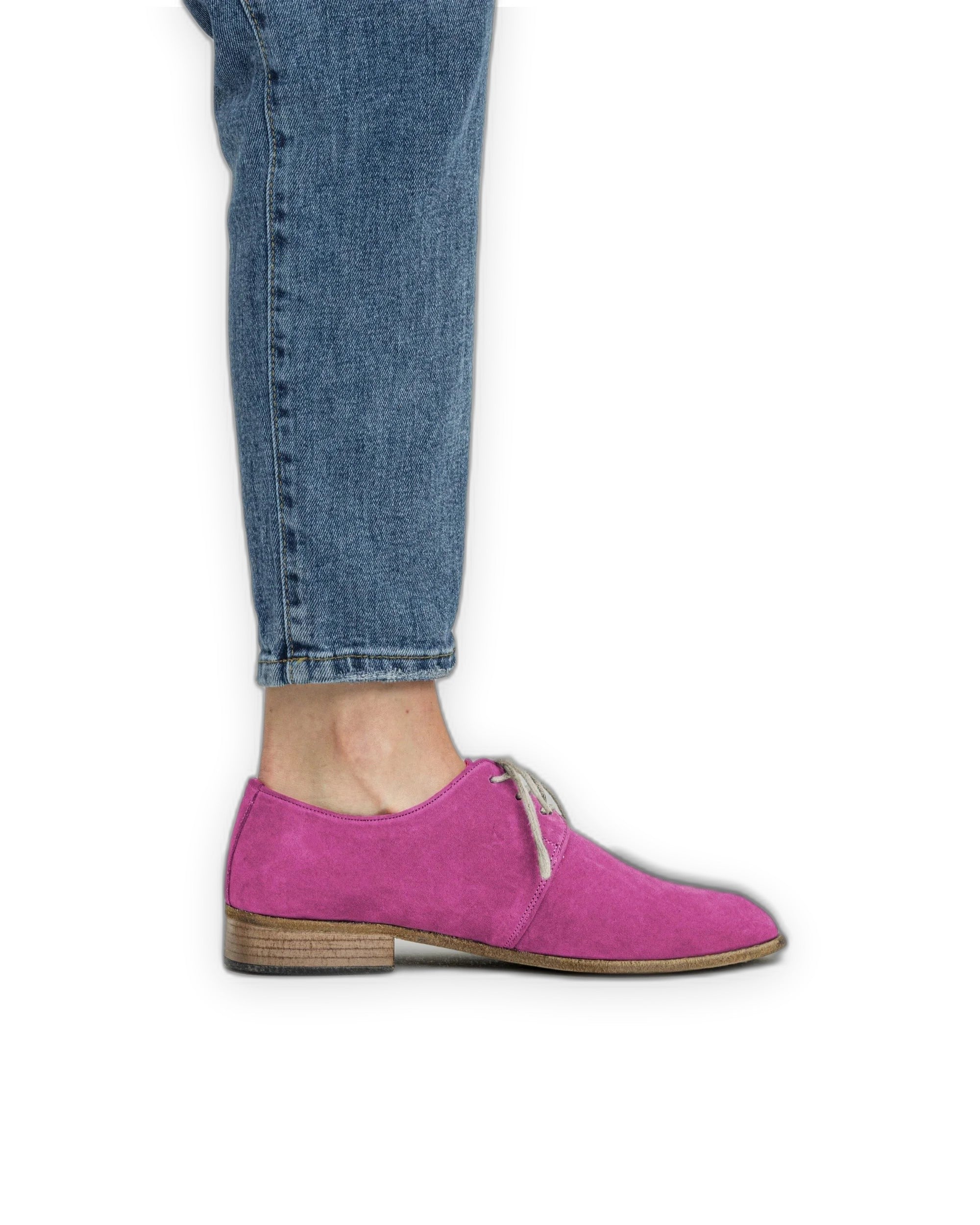 Pair Pink Pointed Toe Oxford - Barefoot Wide Toe Calf Leather | Bespoky
