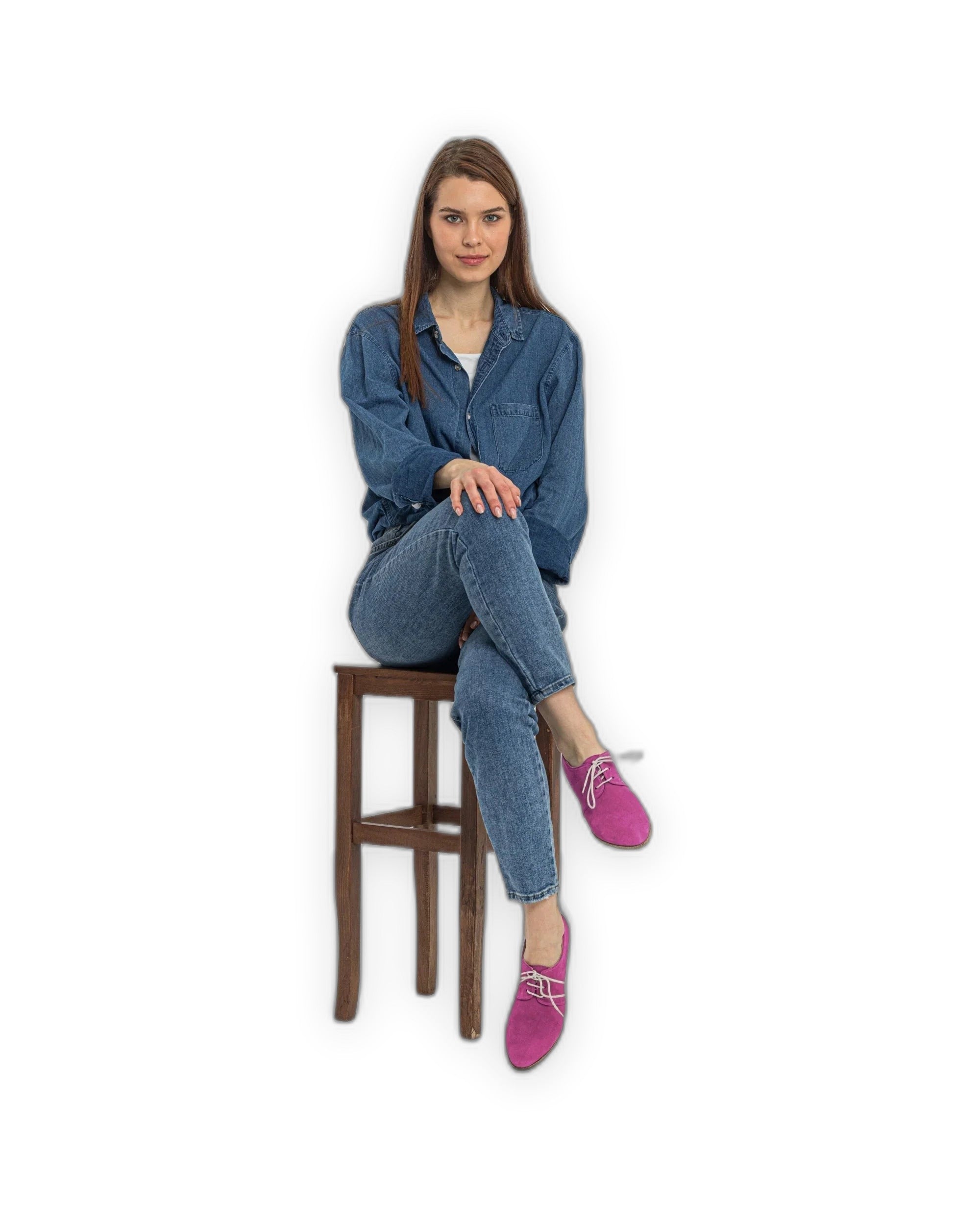 Back view Pink Pointed Toe Oxford - Calf Leather Handcrafted | Bespoky