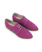 Women's Pink Pointed Toe Oxford - Handcrafted Calf Leather Wide Toe Box | Bespoky