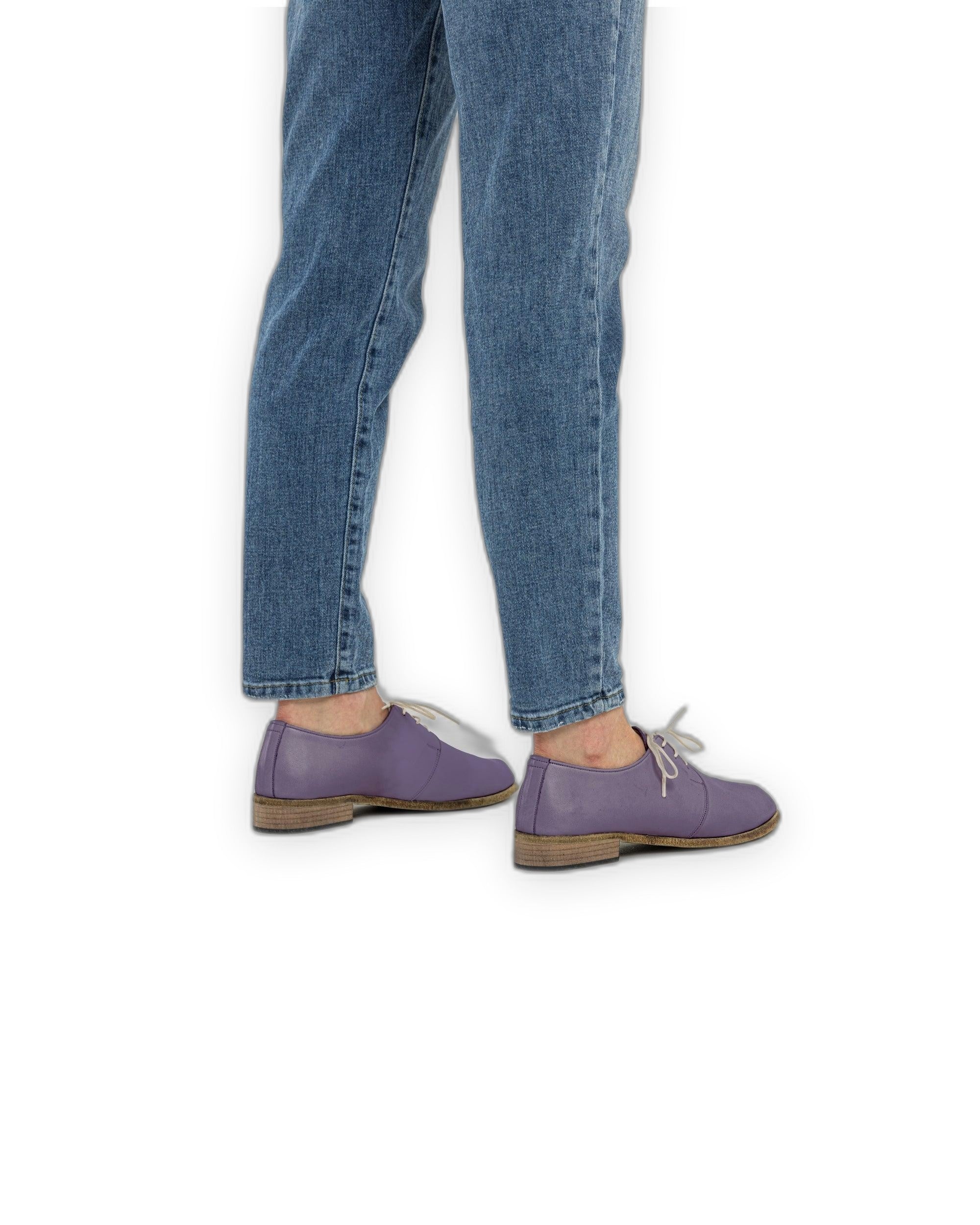 Detail Purple Pointed Toe Oxford - Handcrafted Calf Leather Turkey | Bespoky