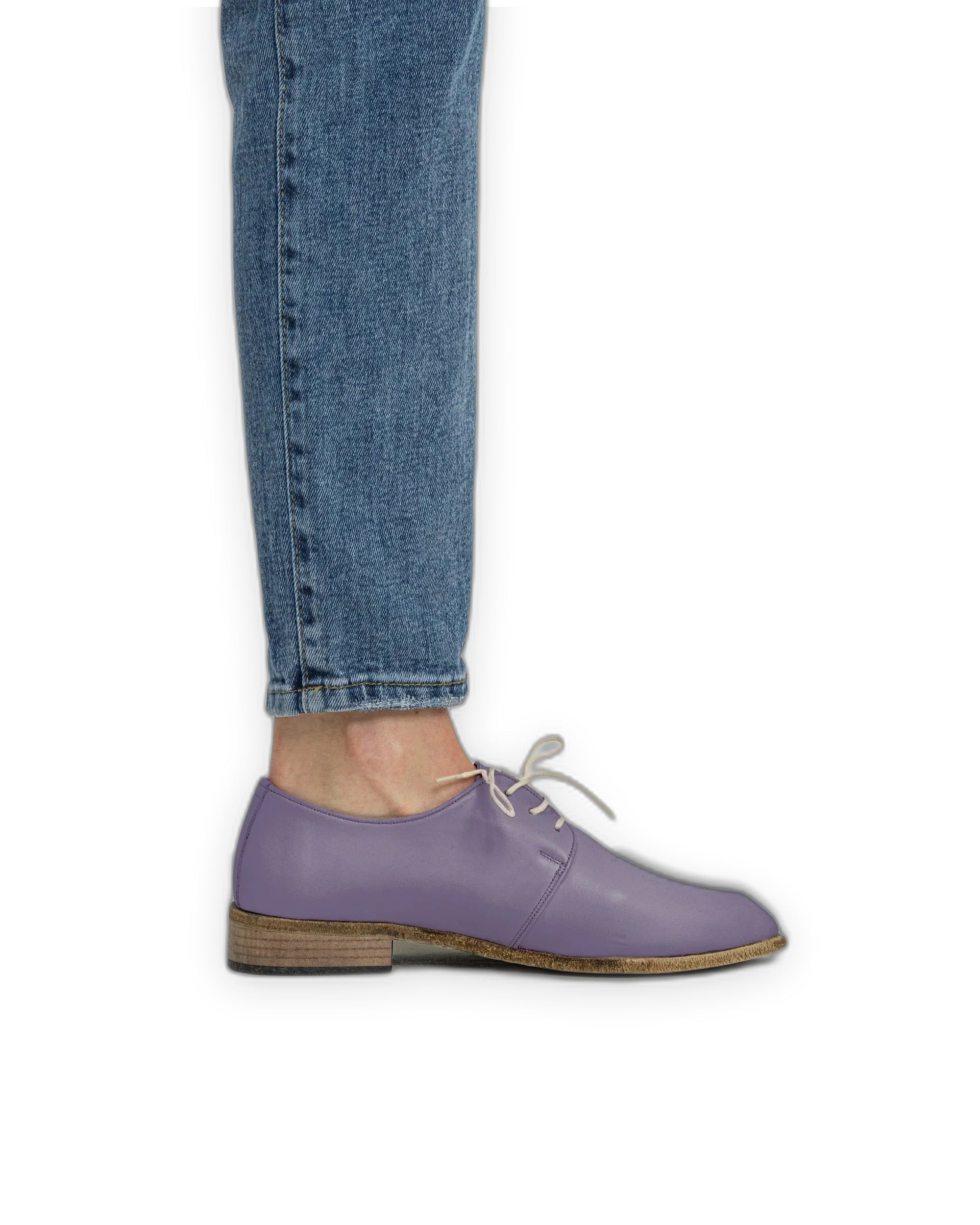 Pair Purple Pointed Toe Oxford - Barefoot Wide Toe Calf Leather | Bespoky