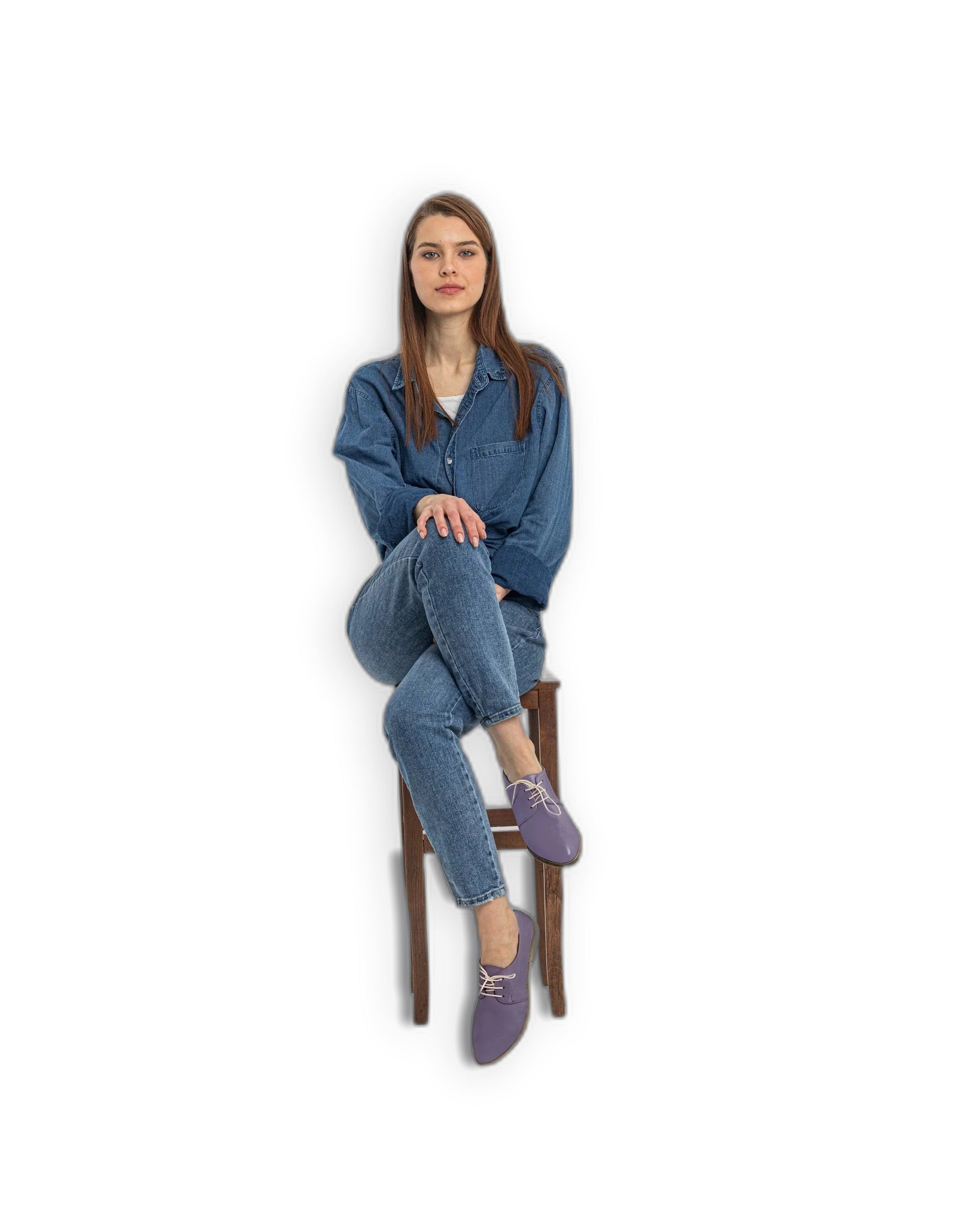 Back view Purple Pointed Toe Oxford - Calf Leather Handcrafted | Bespoky