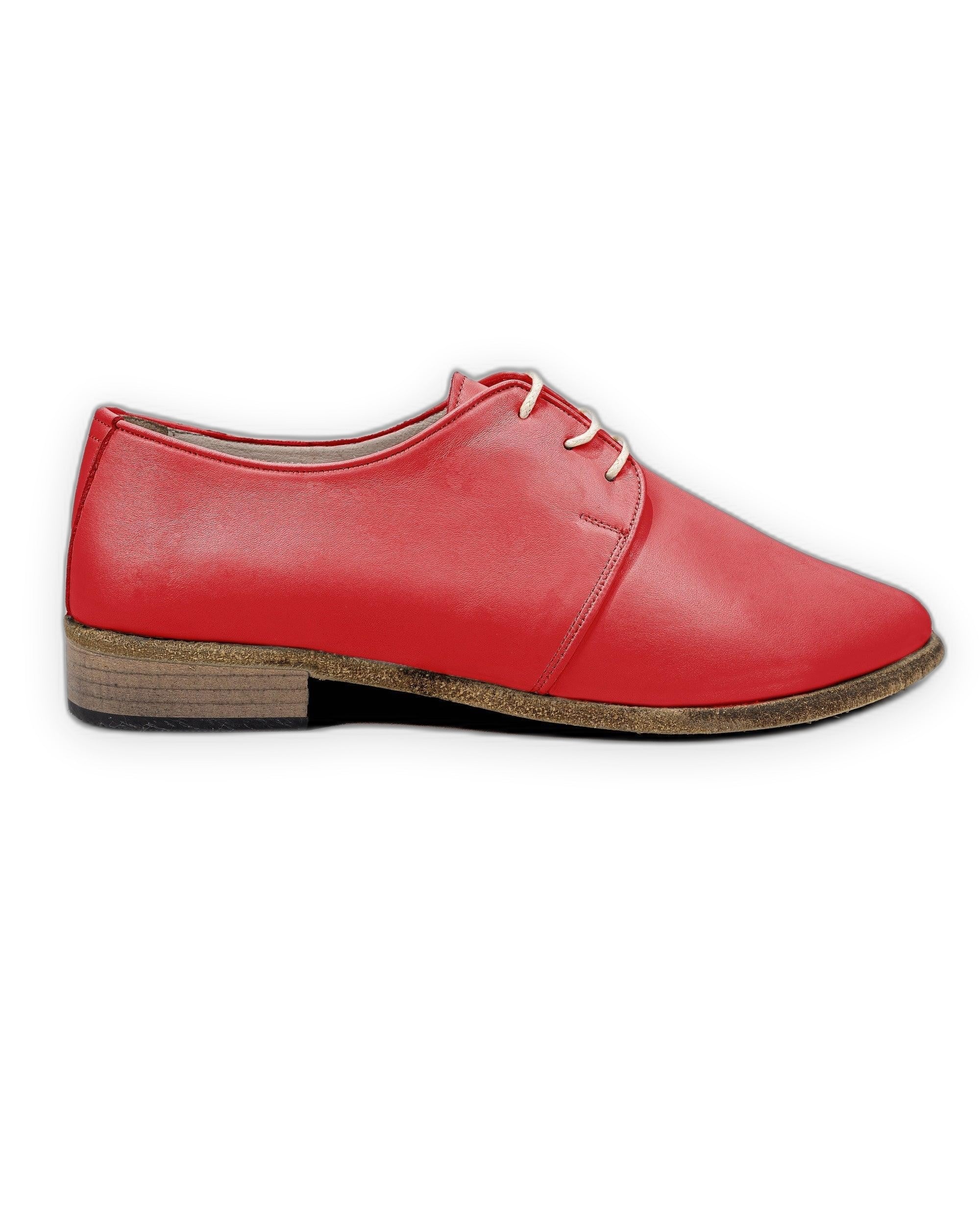 Side view Red Pointed Toe Oxford - Calf Leather Zero Drop | Bespoky