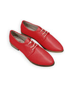 Women's Red Pointed Toe Oxford - Handcrafted Calf Leather Wide Toe Box | Bespoky
