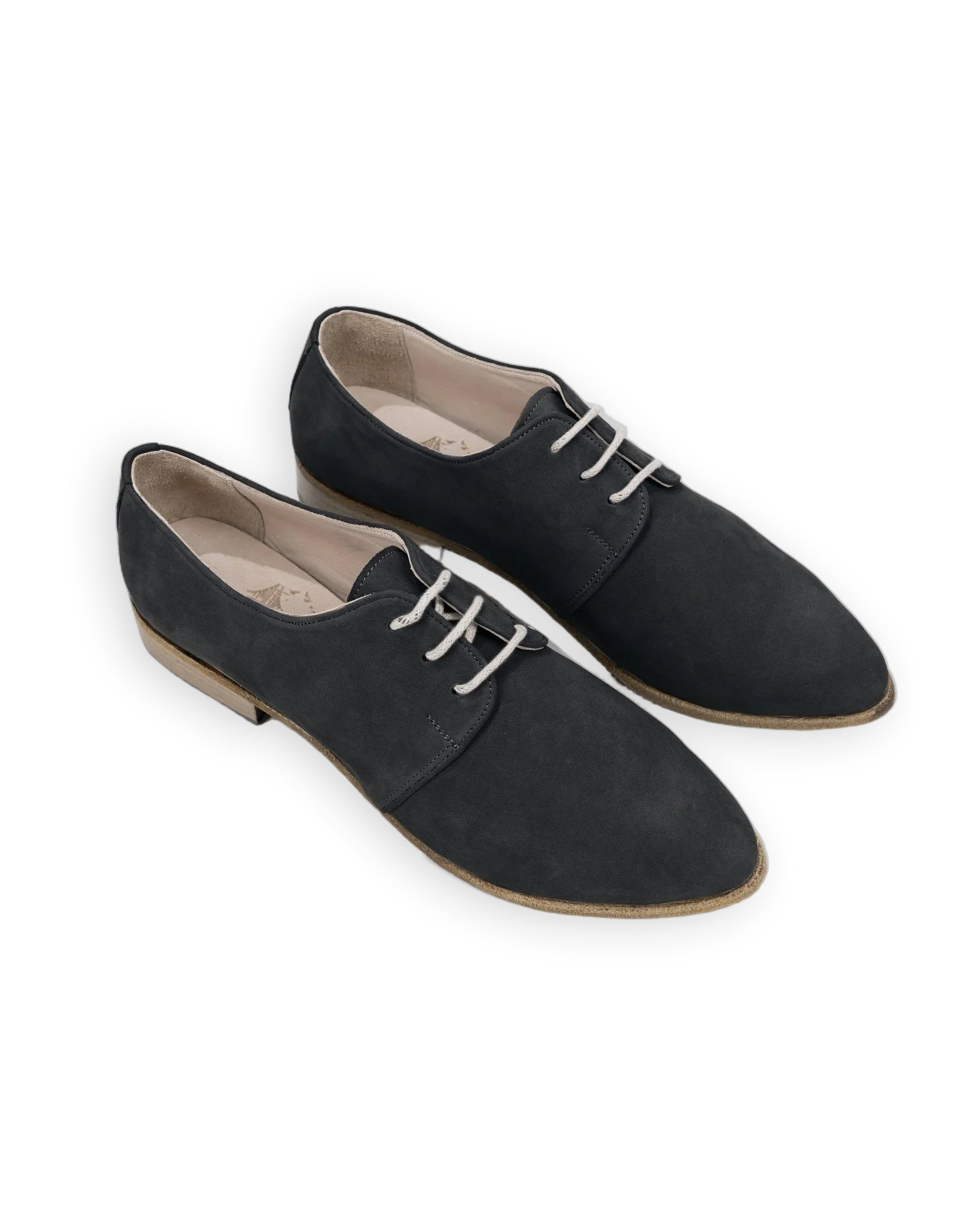 Women's Smoked Pointed Toe Oxford - Handcrafted Calf Leather Wide Toe Box | Bespoky