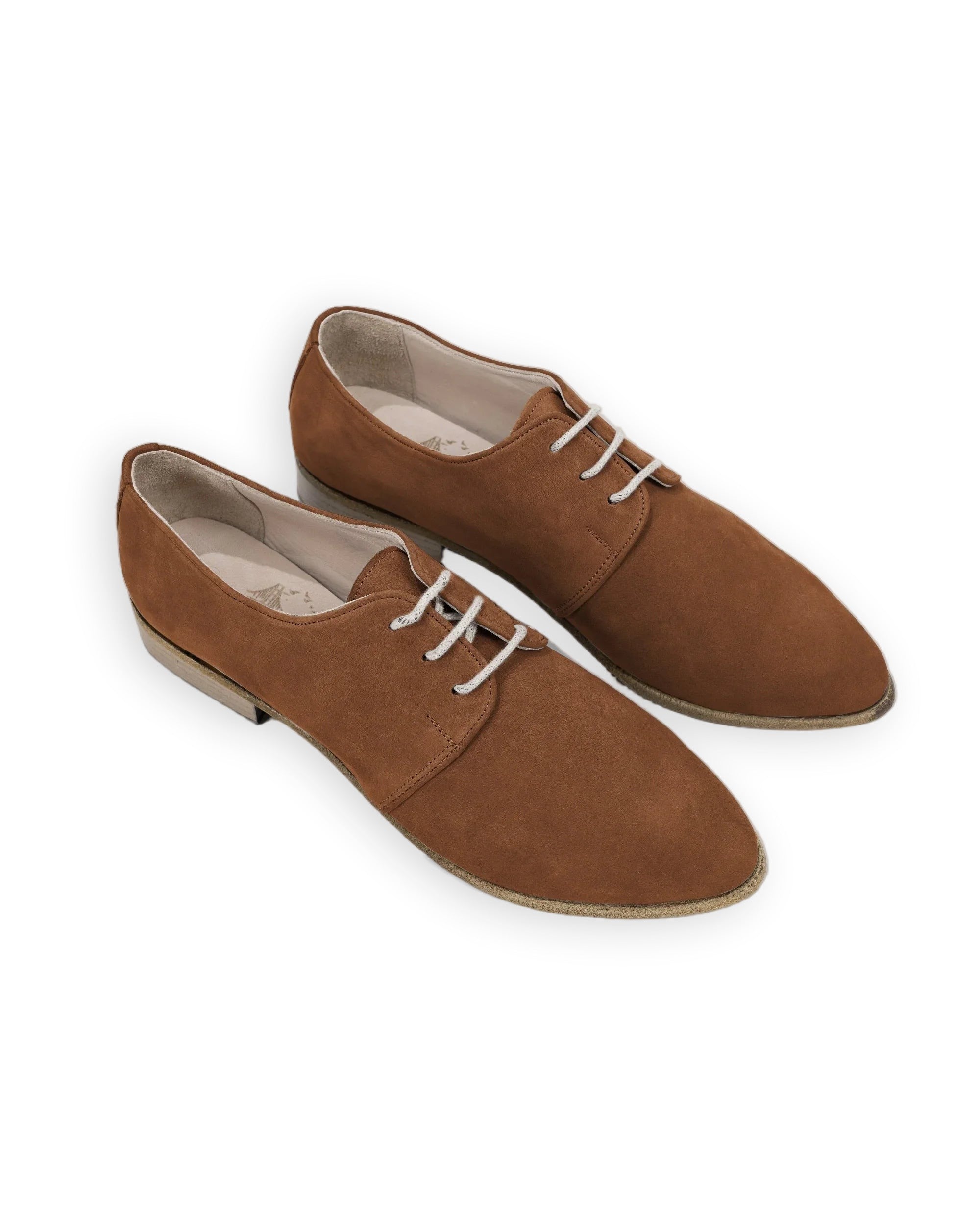 Women's Tan Pointed Toe Oxford - Handcrafted Calf Leather Wide Toe Box | Bespoky