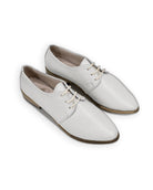 Women's White Pointed Toe Oxford - Handcrafted Calf Leather Wide Toe Box | Bespoky