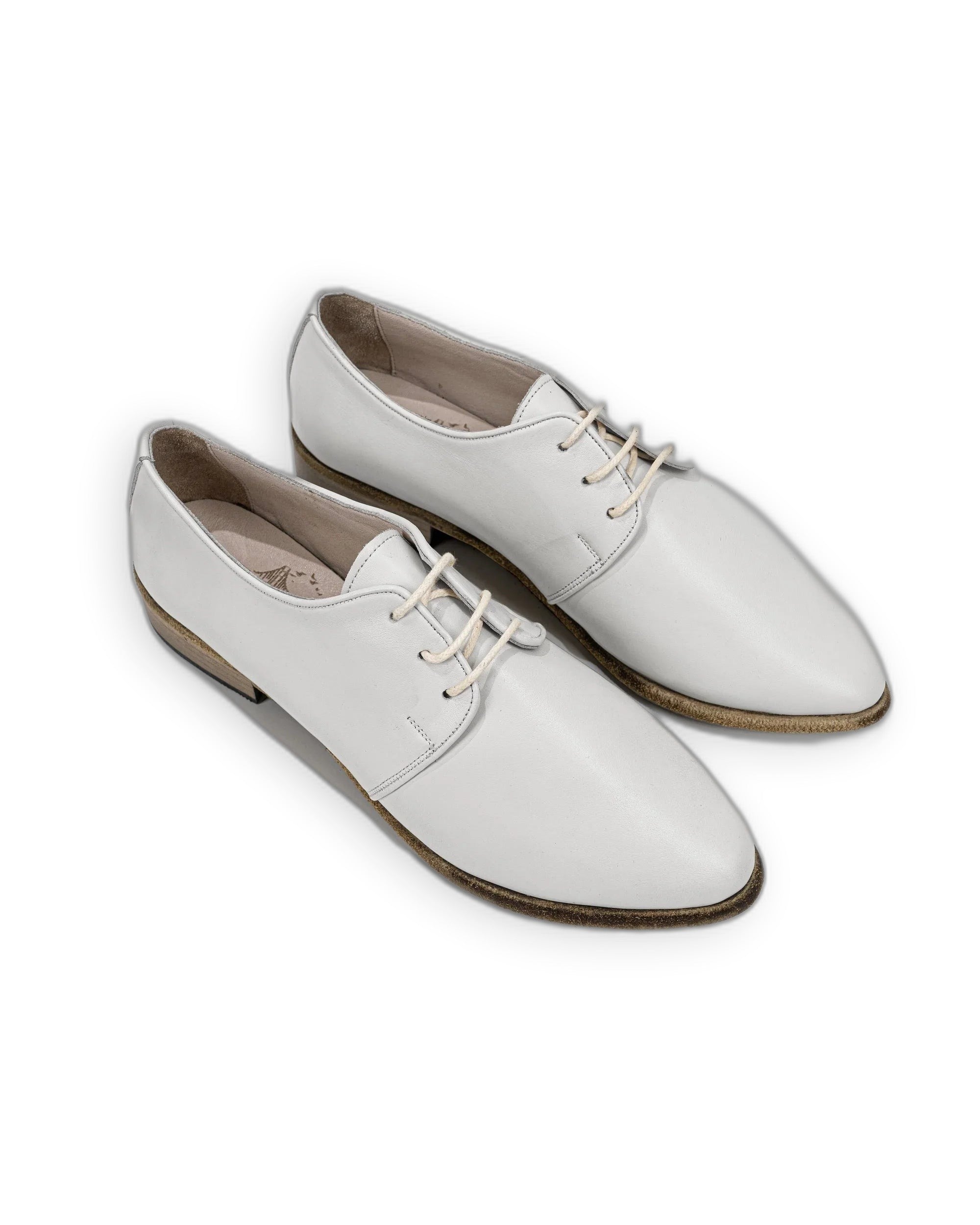 Women's White Pointed Toe Oxford - Handcrafted Calf Leather Wide Toe Box | Bespoky