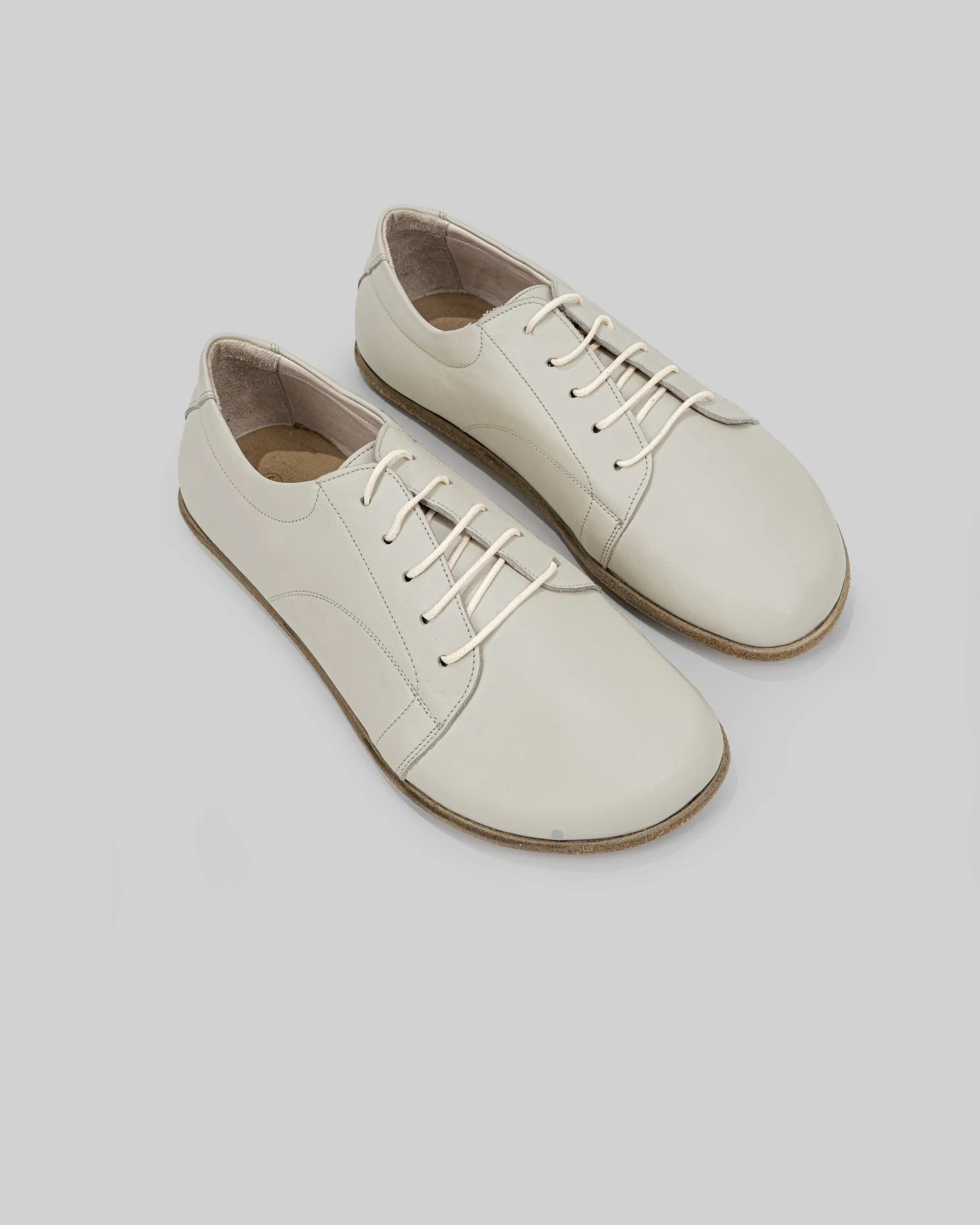 Women's Lucas Beige Barefoot Sneaker - Handcrafted Calf Leather Wide Toe Box | Bespoky