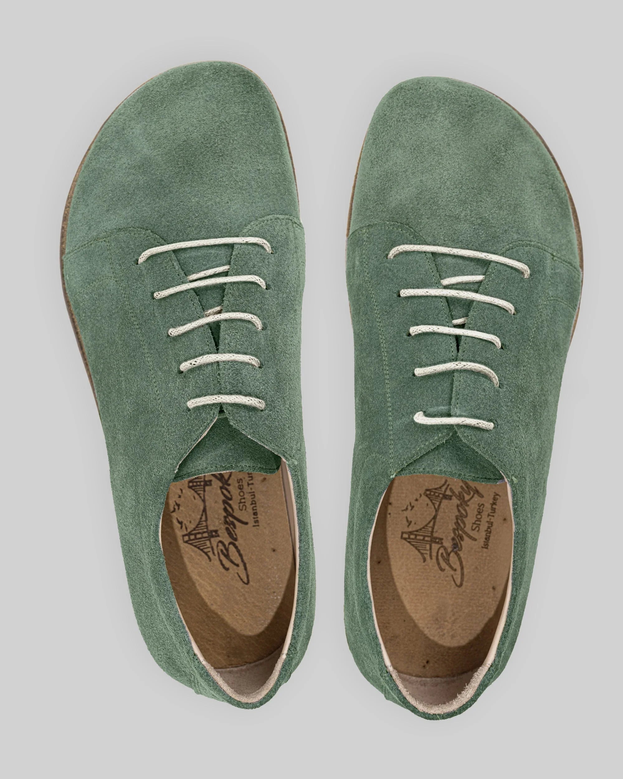 Side view Green Barefoot Sneaker - Calf Leather Zero Drop | Bespoky